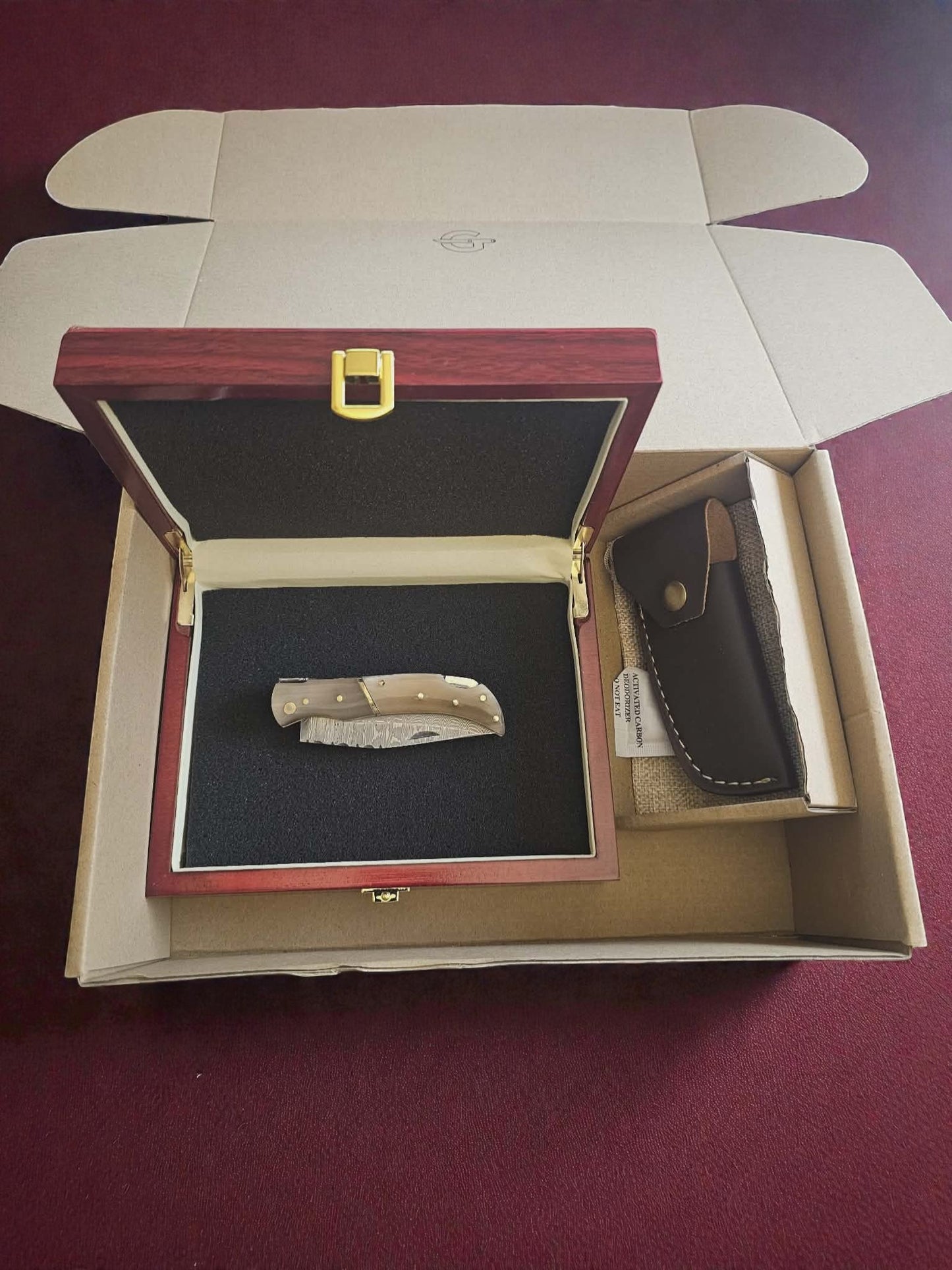 F043 - Χειροποίητο Laguiole Élite από Δαμασκηνό ατσάλι νέας γενιάς (ανοξείδωτο) & Κέρατο αφρικανικού βούβαλου