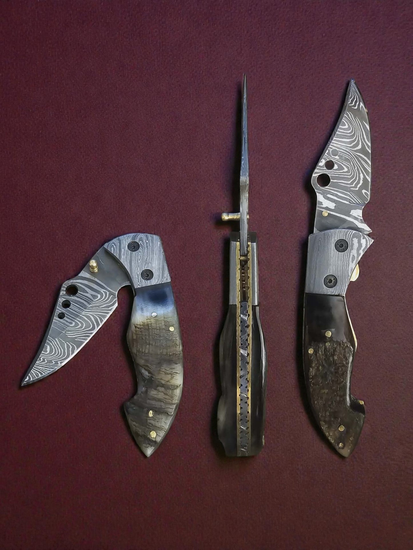 F052 - Χειροποίητο Stalwart EDC από Δαμασκηνό ατσάλι & Κέρατο άγριου κριαριού