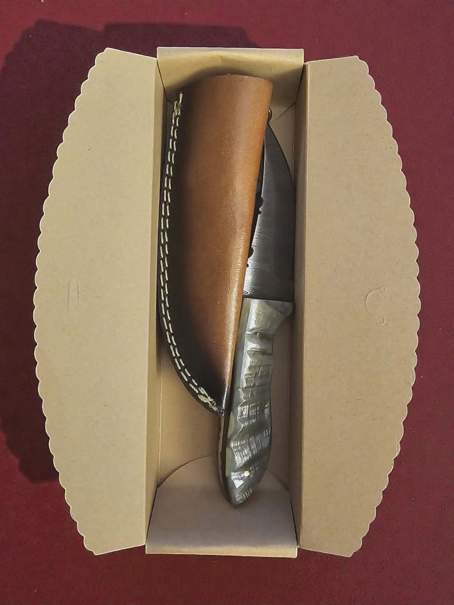 R006 - Χειροποίητο Custom Hunting-Skinner από Δαμασκηνό ατσάλι & Κέρατο κριαριού