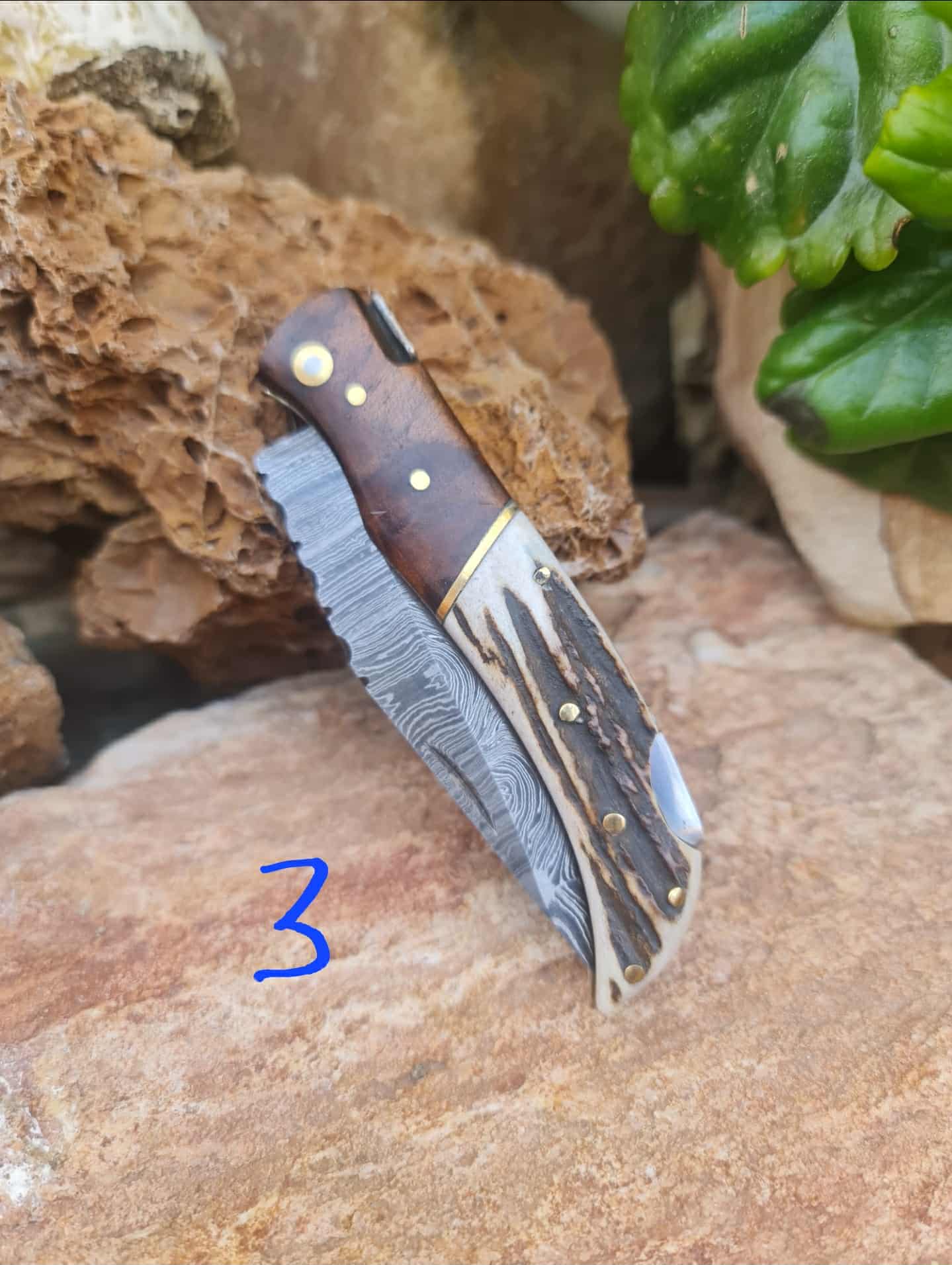 Handmade 19cm Laguiole Élite with Damascus Steel - Red Deer antler & Rosewood