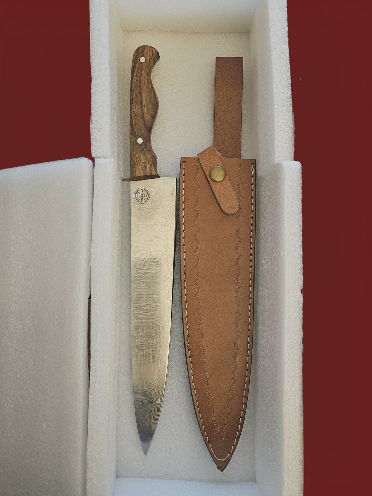 R045 Professional Chef Knife - Stainless Damascus & Wood