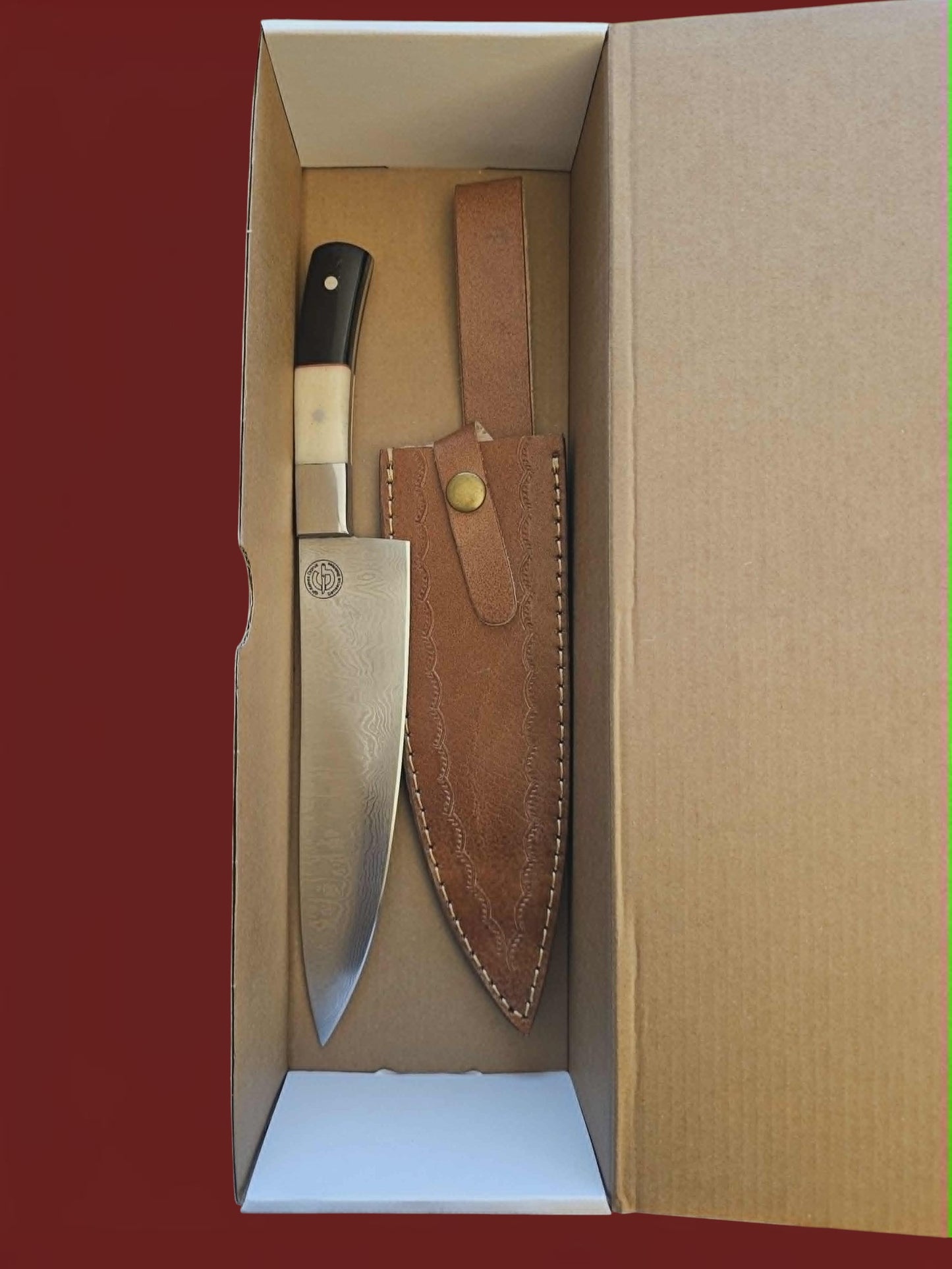 R040 Gyuto - Stainless Damascus - Bone & Horn