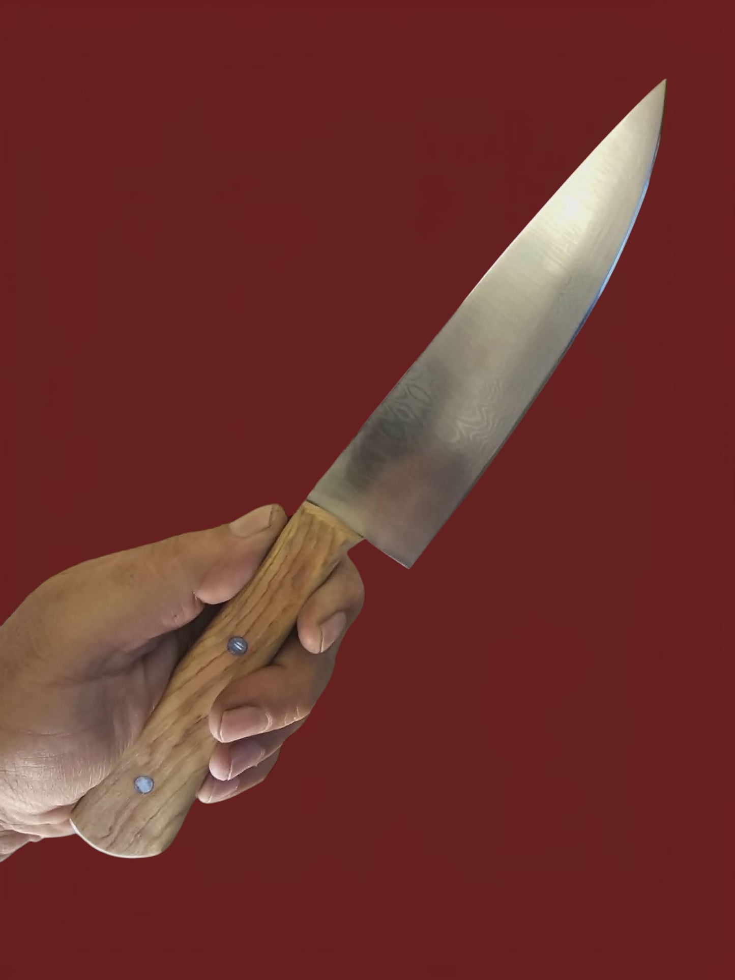 R035 Grand Chef Knife - Stainless Damascus & Wood