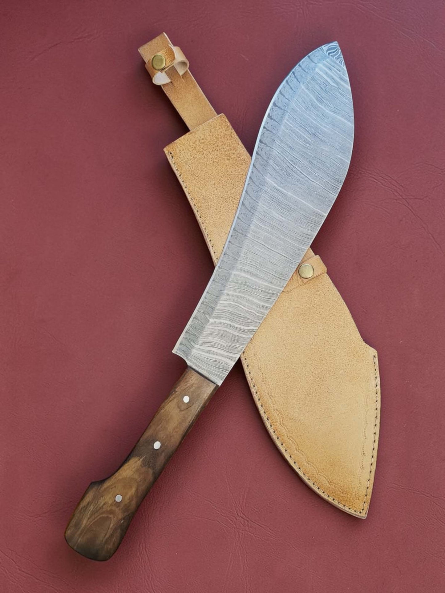 K004 - Χειροποίητη Traditional Ppala από Δαμασκηνό ατσάλι & Ξύλο καρυδιάς