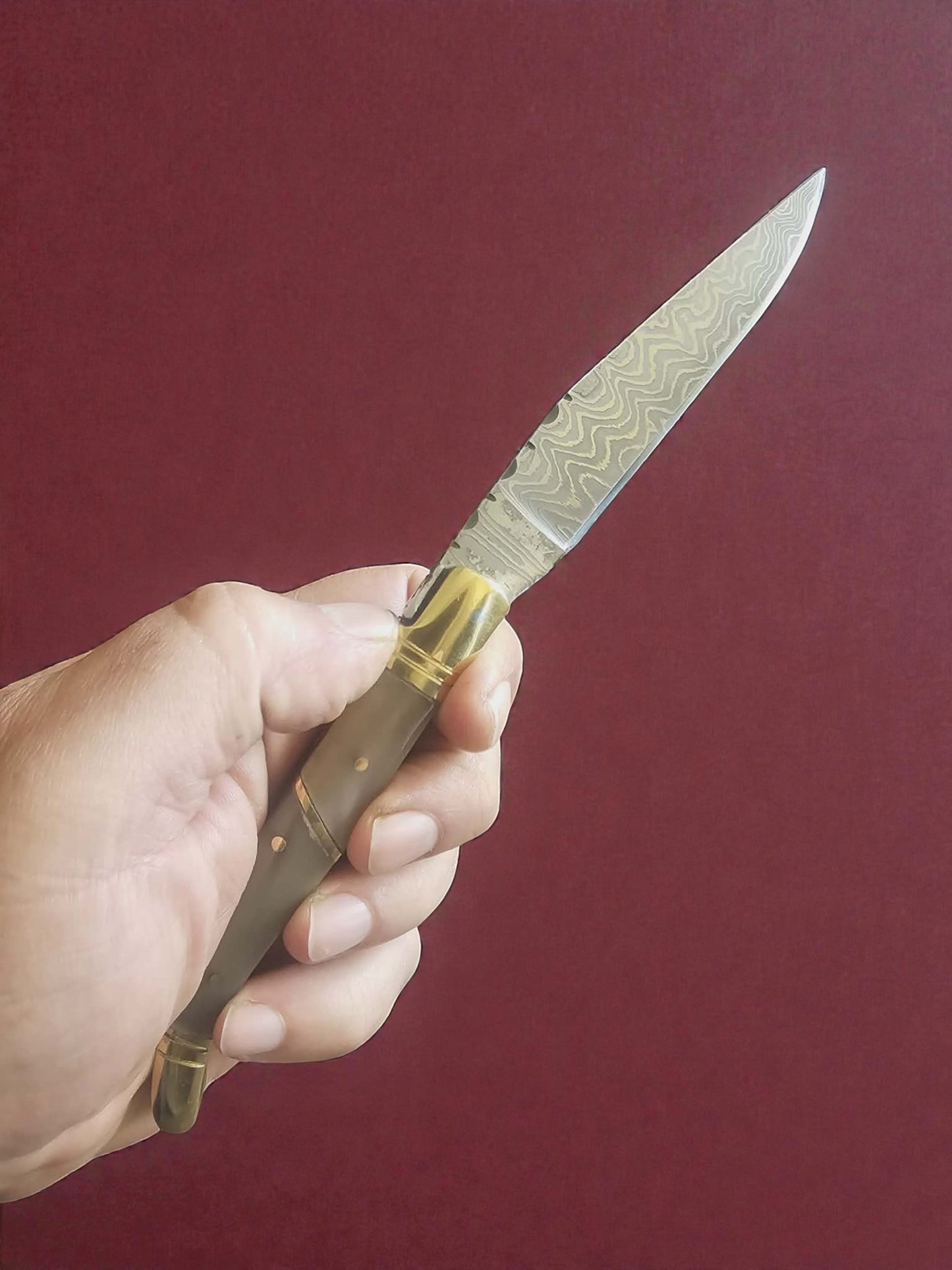 F032 - Χειροποίητο Laguiole Classique από Δαμασκηνό ατσάλι νέας γενιάς (ανοξείδωτο) & Αφρικανικό κέρατο βούβαλου