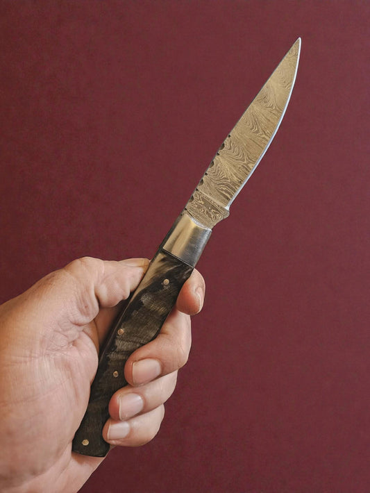 F029 - Χειροποίητο Resolza Pattadese από Δαμασκηνό Ατσάλι & Κέρατο κριαριού