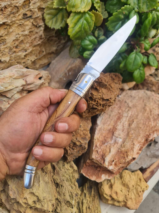 Handmade 32cm Laguiole Bougna with 1421 carbon steel - Olivewood & D2 stainless steel