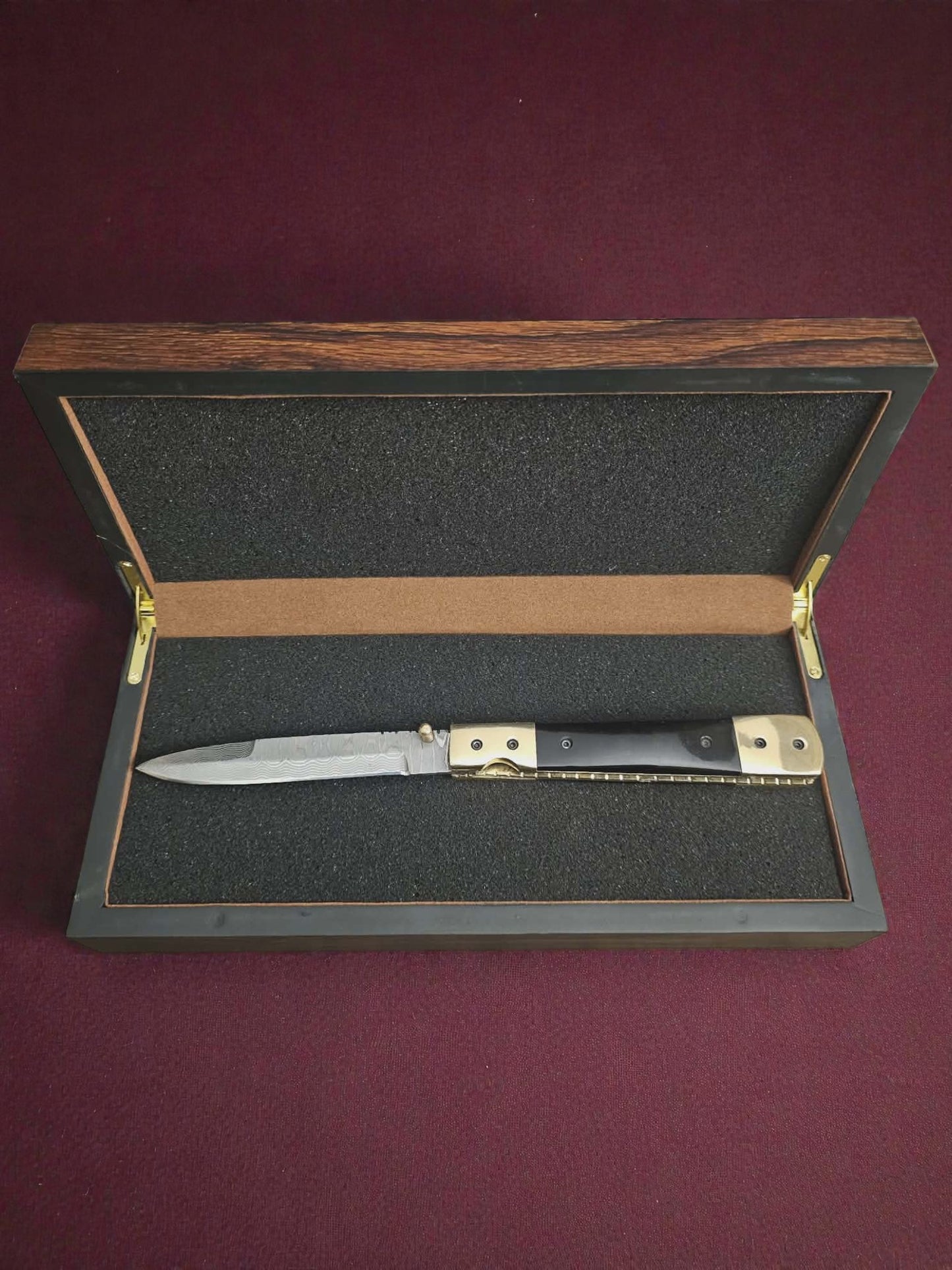 F064 - Χειροποίητο Stiletto από Δαμασκηνό ατσάλι νέας γενιάς (ανοξείδωτο) & Κέρατο βούβαλου