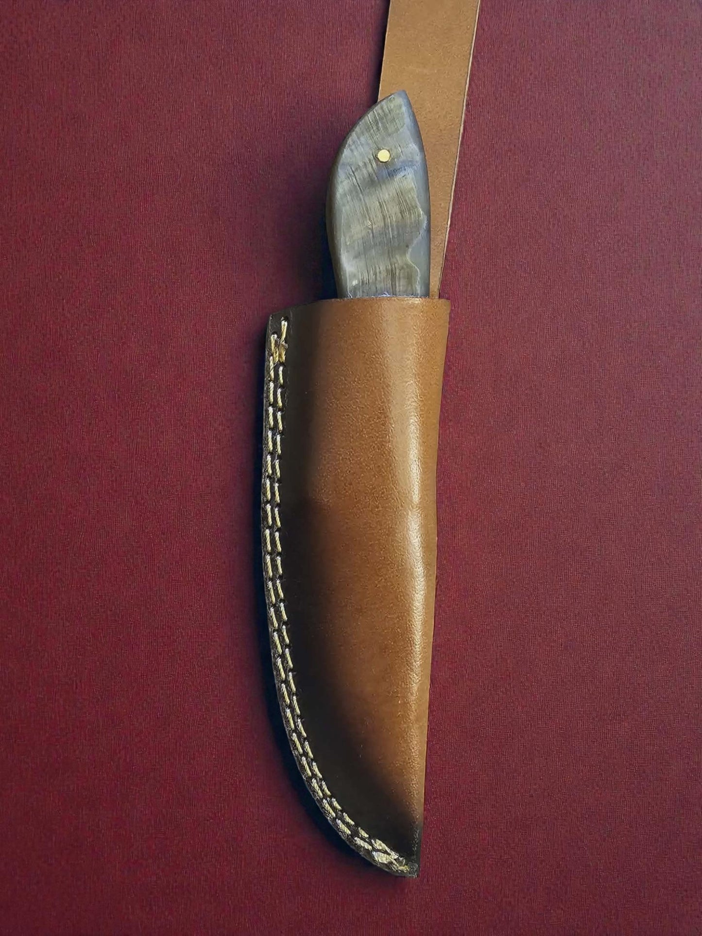 R006 - Χειροποίητο Custom Hunting-Skinner από Δαμασκηνό ατσάλι & Κέρατο κριαριού