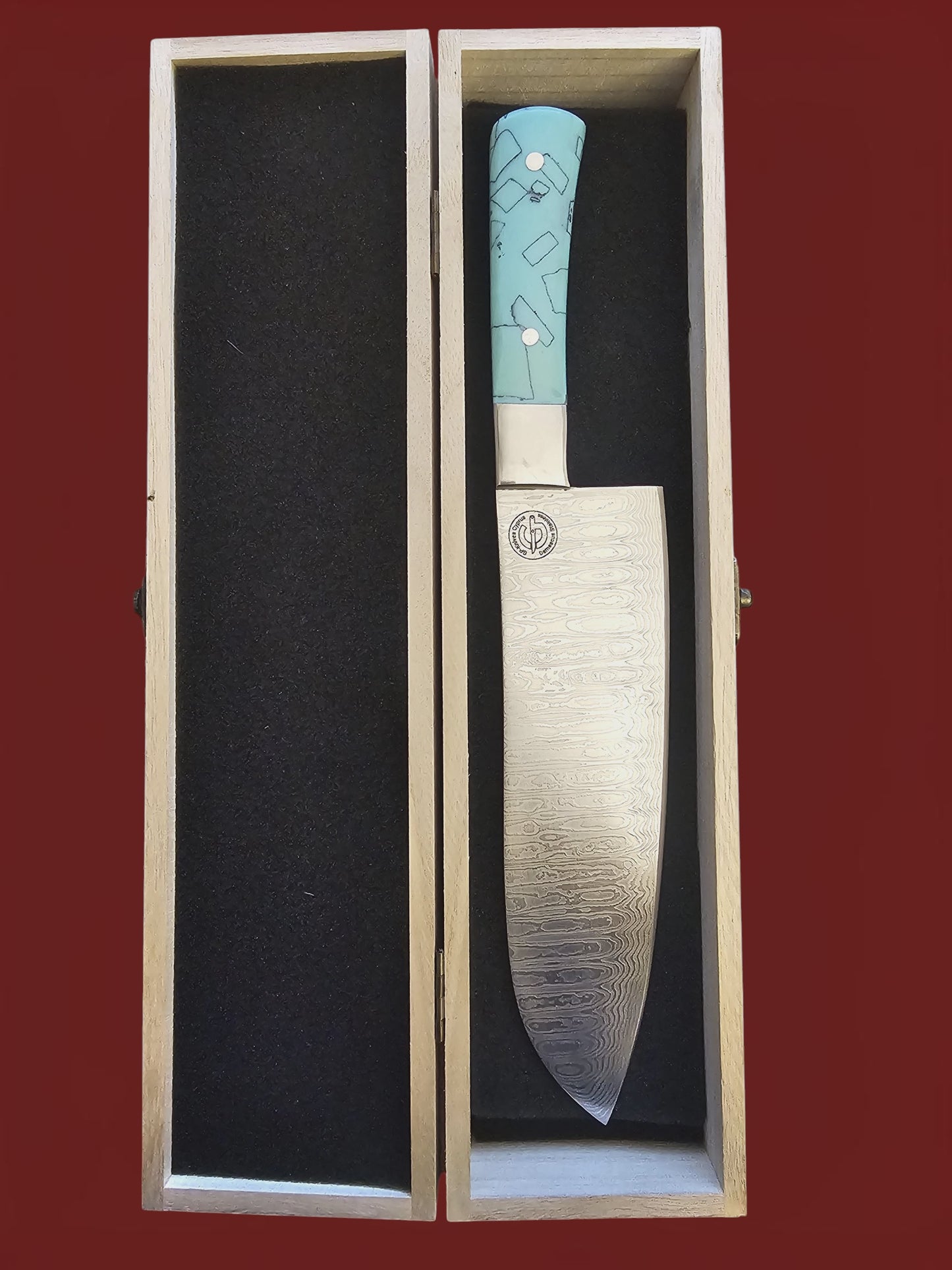R043 Santoku - Stainless Damascus & Resin