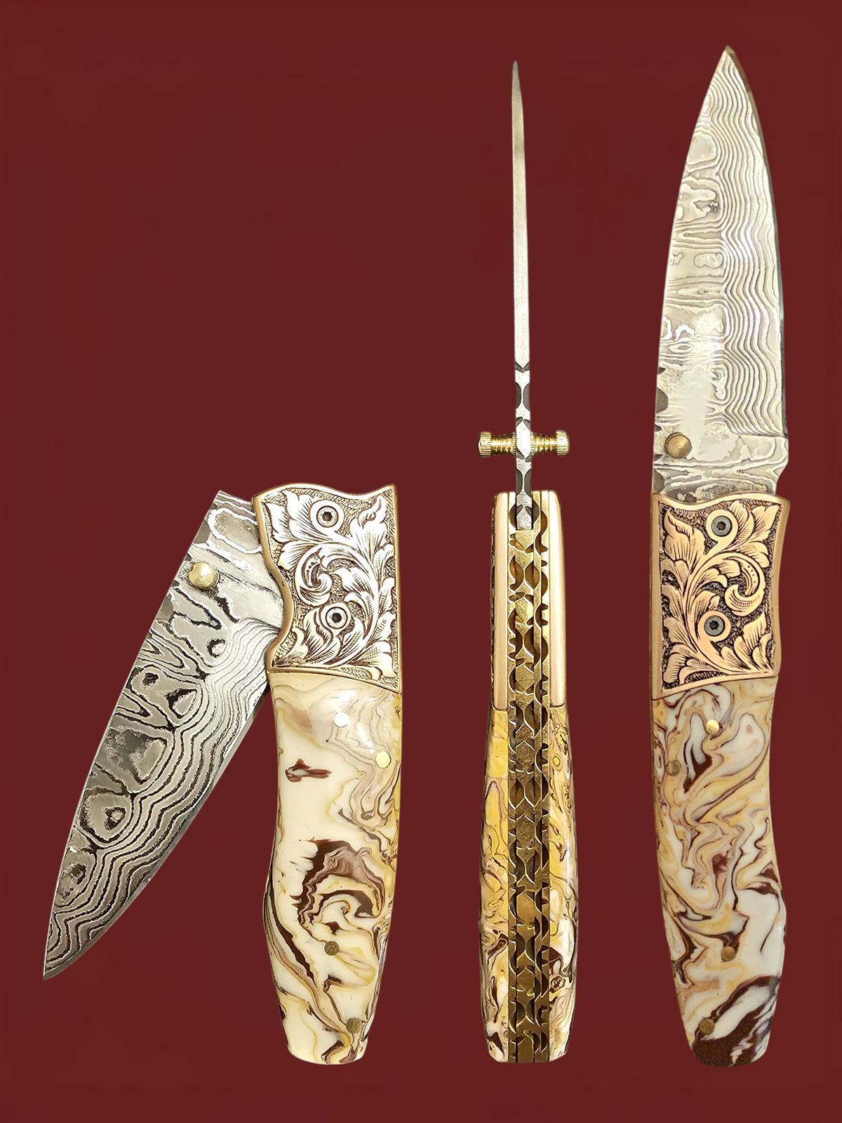 F158 - GP-CY2 | 2026 Stainless Damascus Steel & Resin
