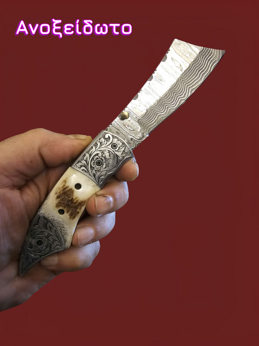F129 - DAO - Damascus Stainless Steel & Horn