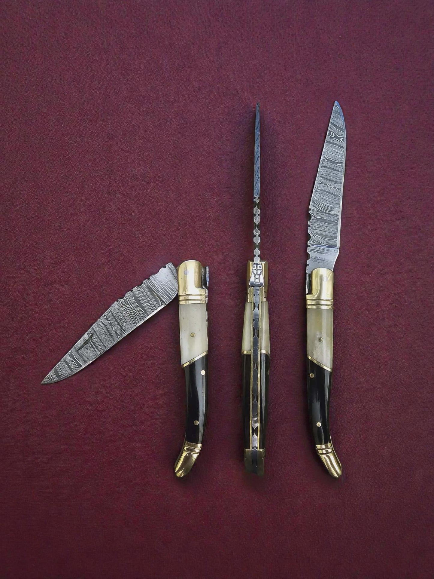 F016 - Χειροποίητο Laguiole Classique από Δαμασκηνό Ατσάλι - Κέρατο βούβαλου & κόκκαλο καμήλας