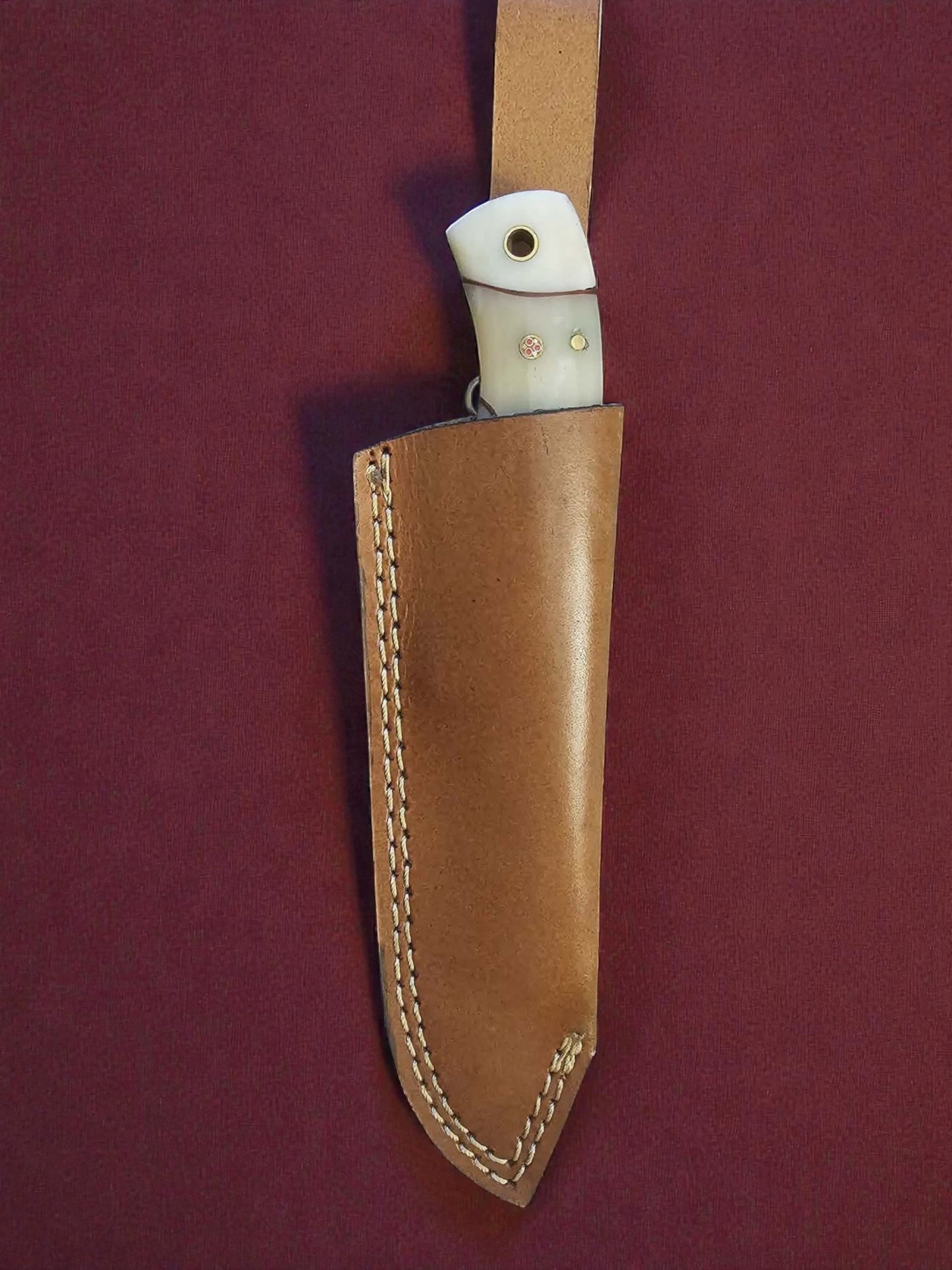 R011 - Χειροποίητο Hunting Knife από Δαμασκηνό ατσάλι & Κόκκαλο καμήλας