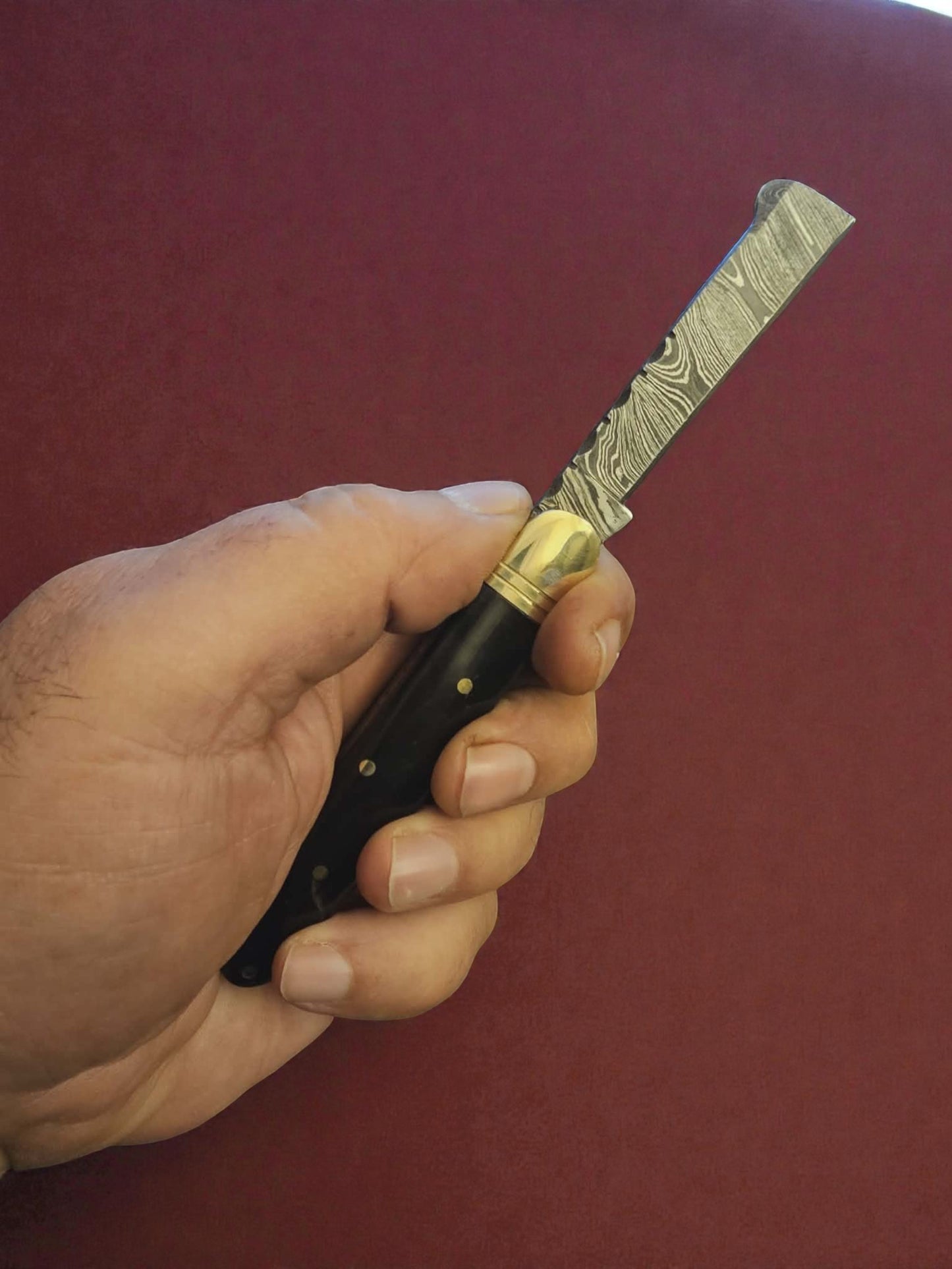 F001 - Χειροποίητο Sheepsfoot από Δαμασκηνό Ατσάλι & κέρατο βουβαλιού