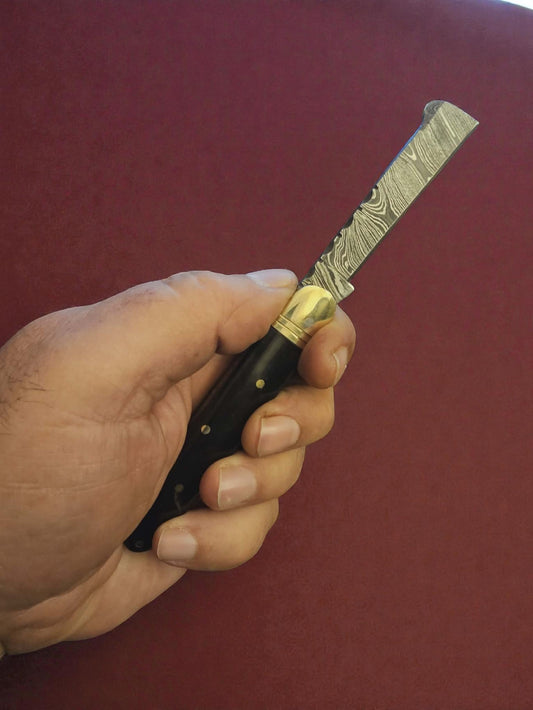 F001 - Χειροποίητο Sheepsfoot από Δαμασκηνό Ατσάλι & κέρατο βουβαλιού