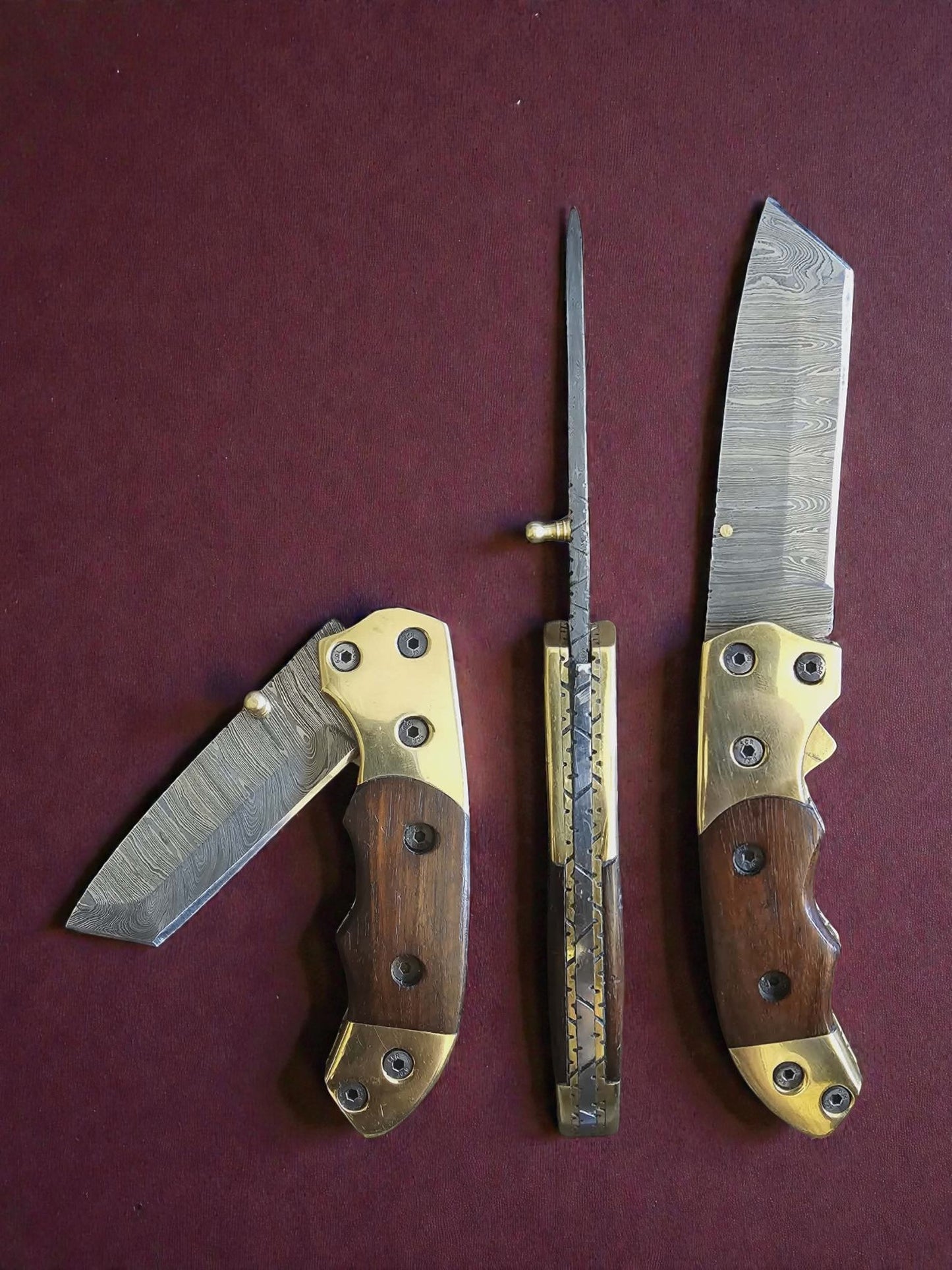 F056 - Χειροποίητο Tanto-EDC από Δαμασκηνό ατσάλι & Ξύλο καρυδιάς