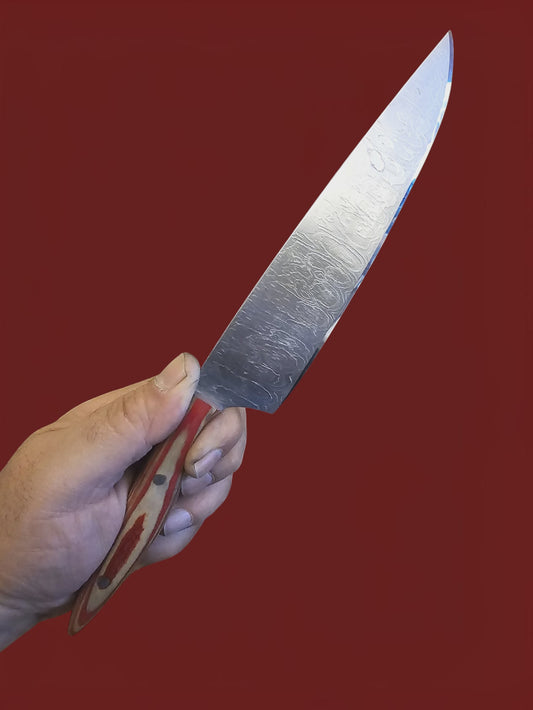 R033 Chef Knife - Stainless Damascus & Wood