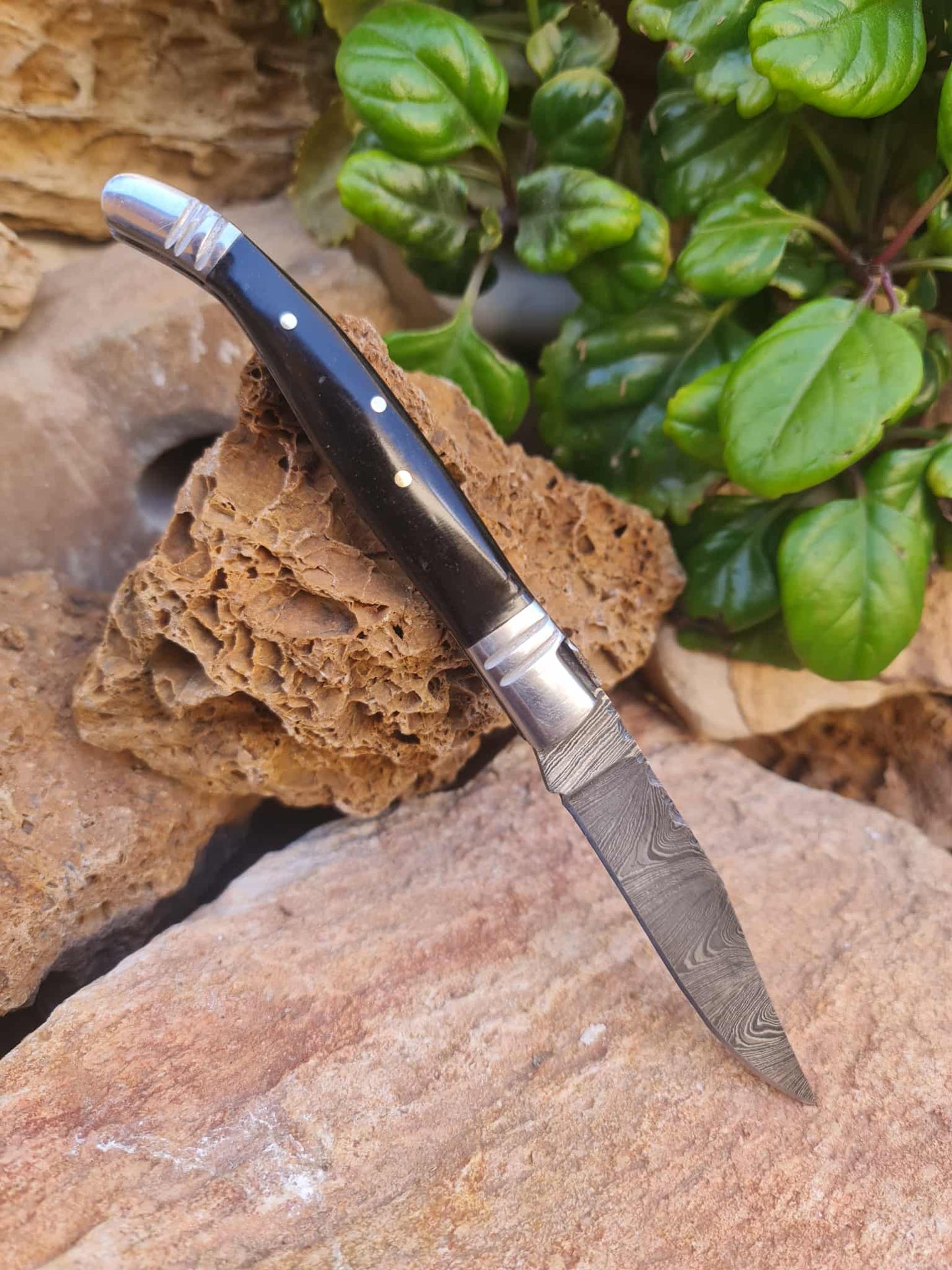 Handmade 22cm Laguiole Rustique with Damascus Steel - Stabilized Camel Bone with D2 Stainless Steel