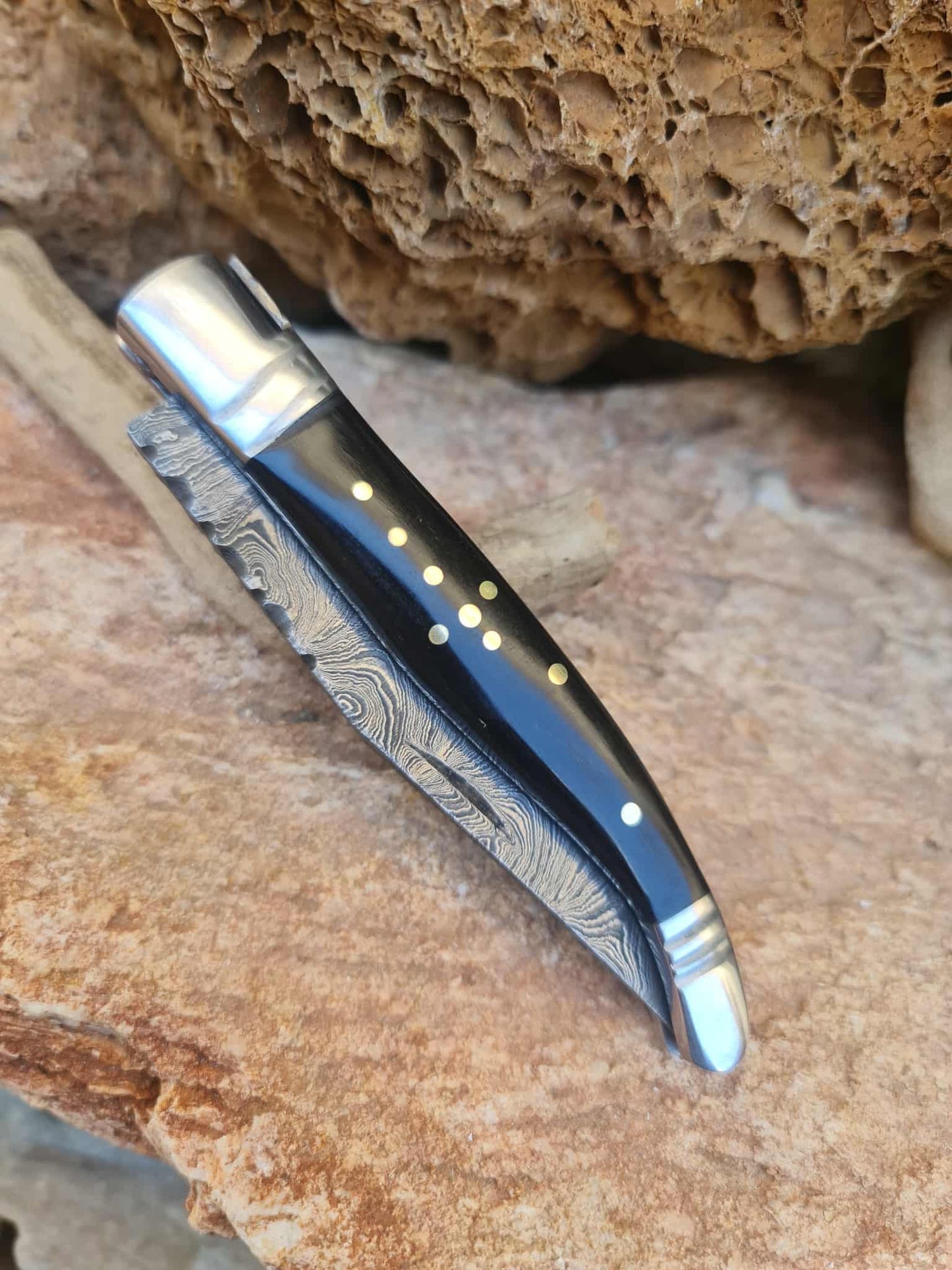 Handmade 22cm Laguiole Rustique with Damascus Steel - Stabilized Camel Bone with D2 Stainless Steel