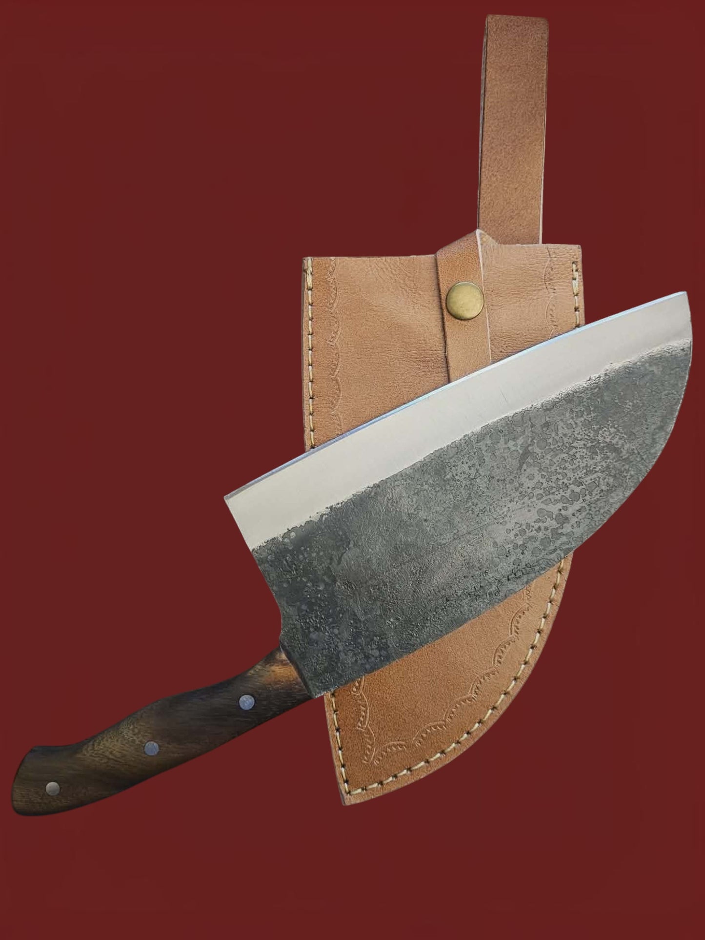 K013 - Cleaver - Carbon Steel & Wood