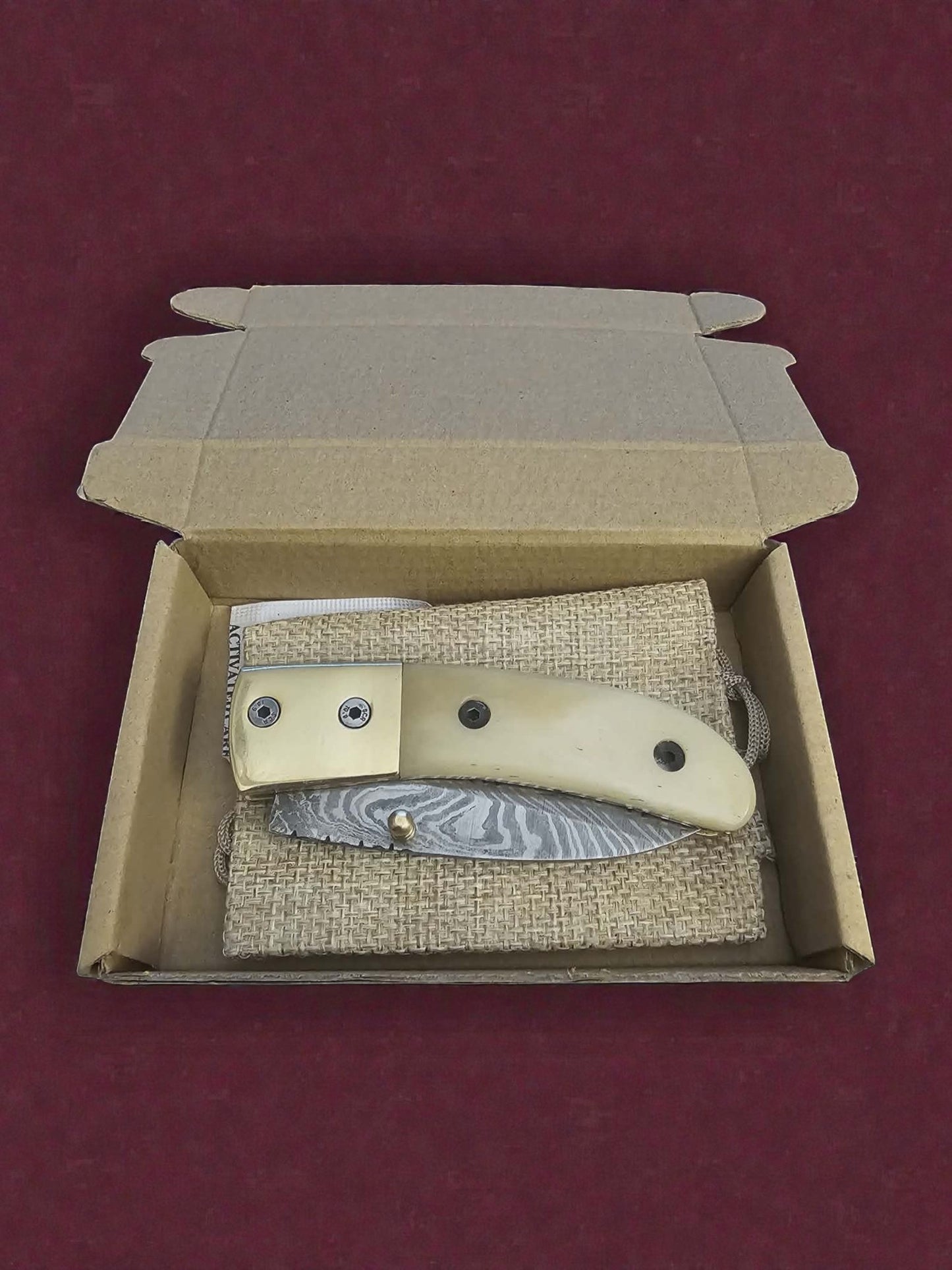 F046 - Χειροποίητο Stalwart EDC από Δαμασκηνό ατσάλι & Κόκκαλο καμήλας