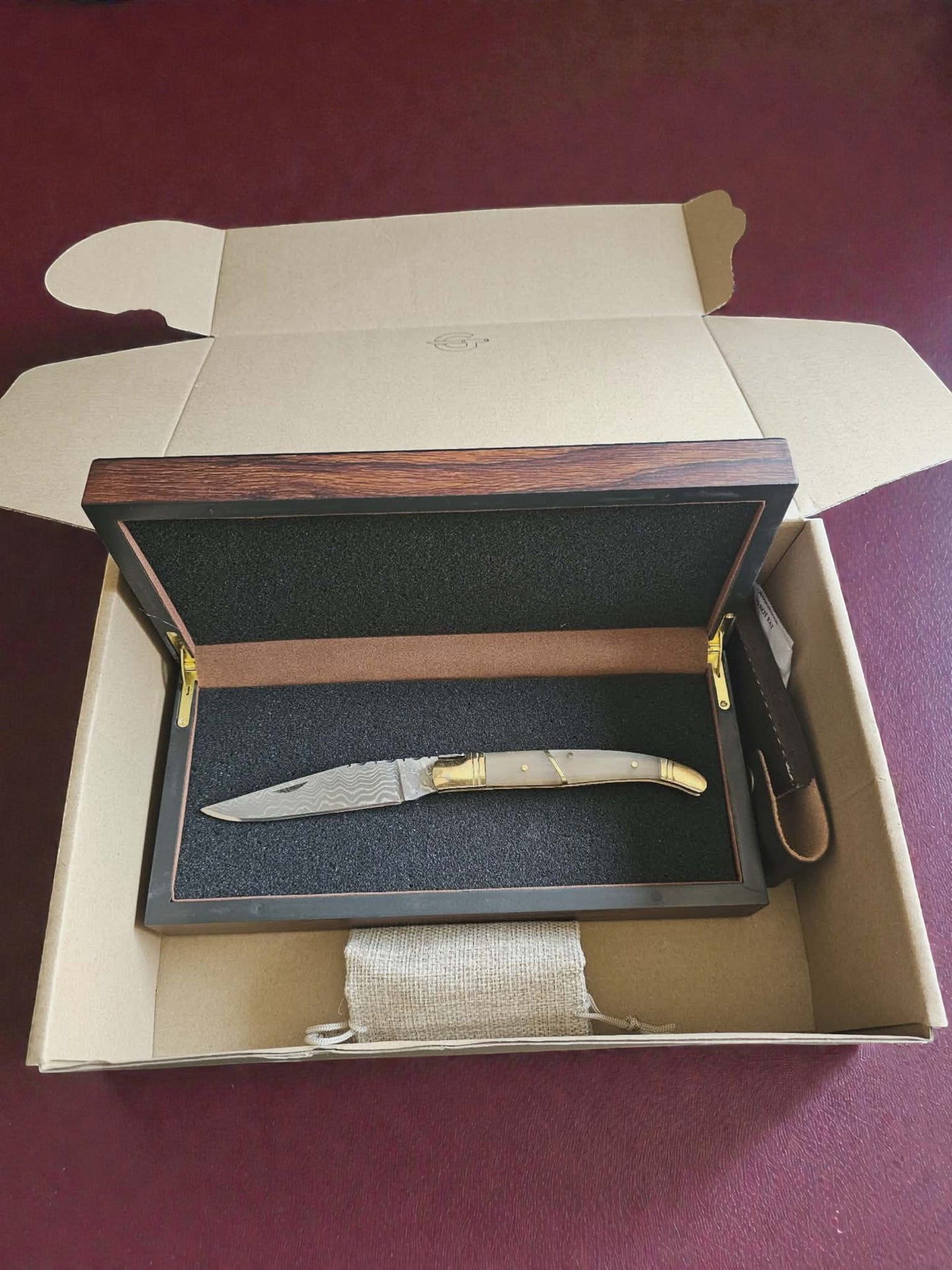 F032 - Χειροποίητο Laguiole Classique από Δαμασκηνό ατσάλι νέας γενιάς (ανοξείδωτο) & Αφρικανικό κέρατο βούβαλου