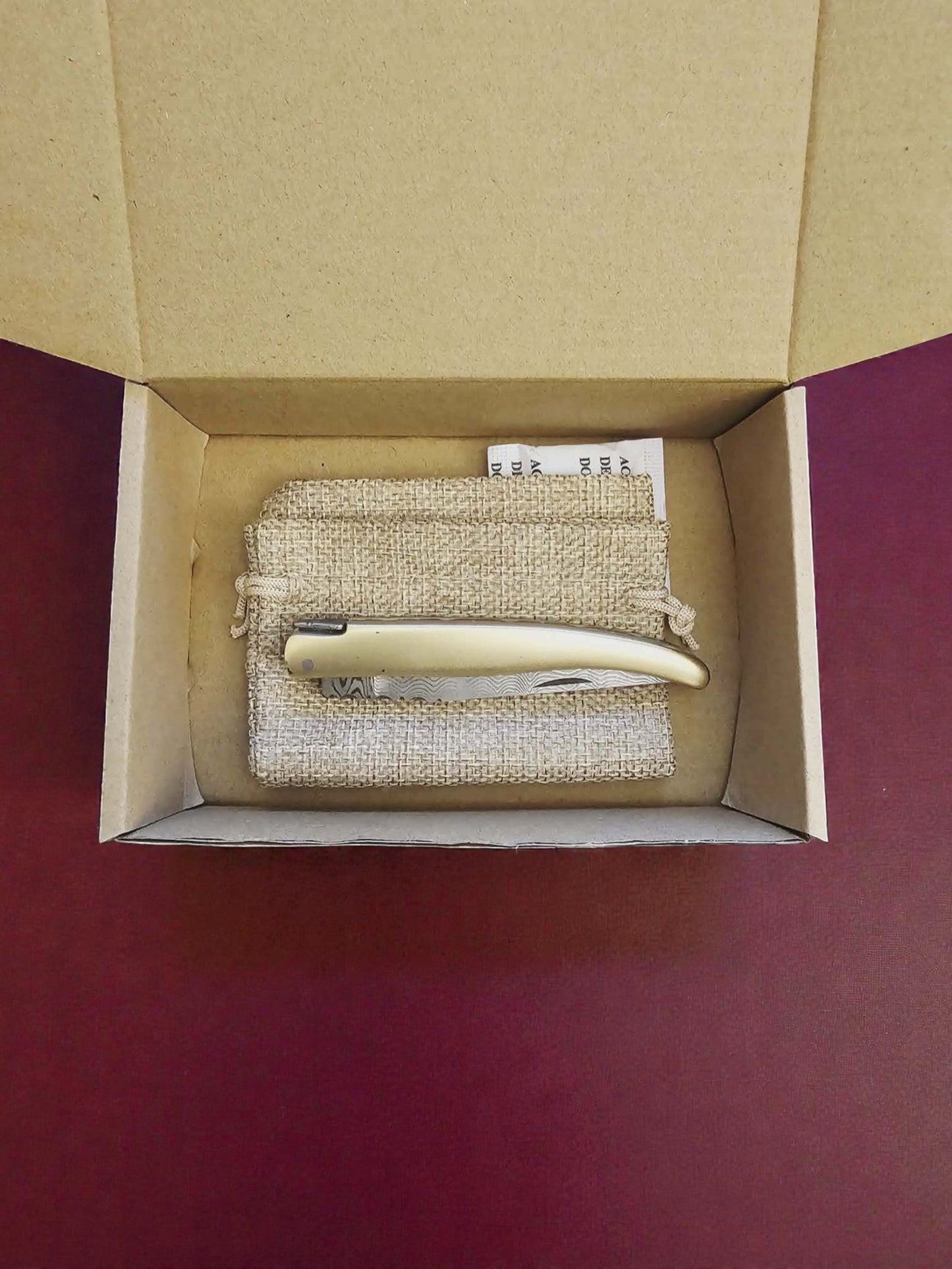 F083 - Χειροποίητο Laguiole Petit από Δαμασκηνό ατσάλι νέας γενιάς (ανοξείδωτο) & Ορείχαλκο