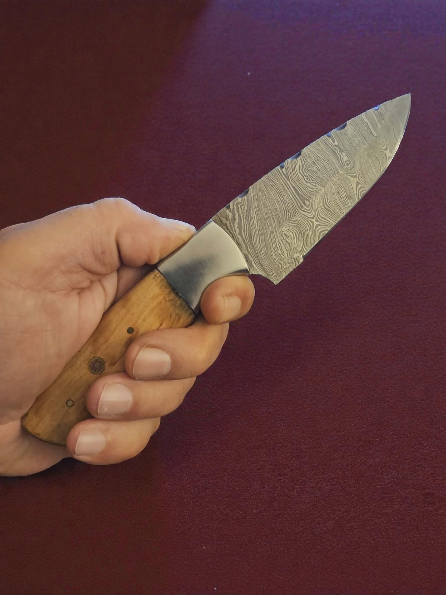 R005 - Χειροποίητο Skinner από Δαμασκηνό ατσάλι & Ξύλο ελιάς