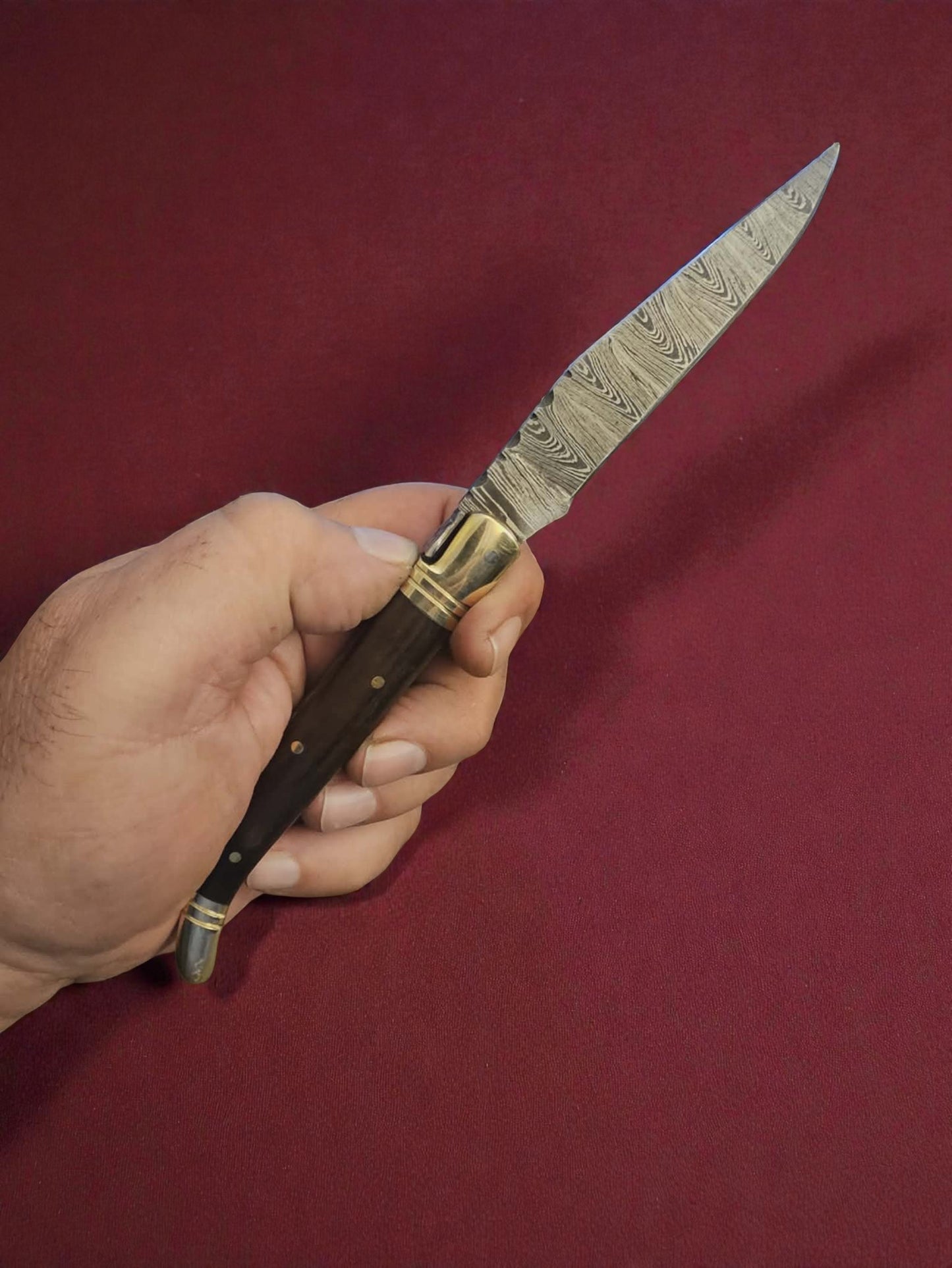 F008 - Χειροποίητο Laguiole Classique από Δαμασκηνό Ατσάλι & ξύλο τριανταφυλλιάς