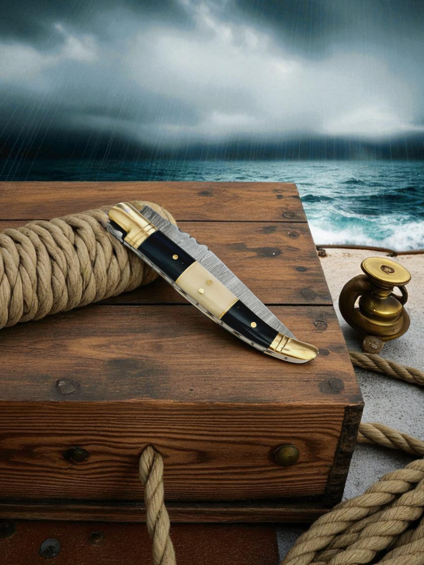 A121 Handmade Laguiole Classique - Damascus Steel - Buffalo Horn & Camel Bone