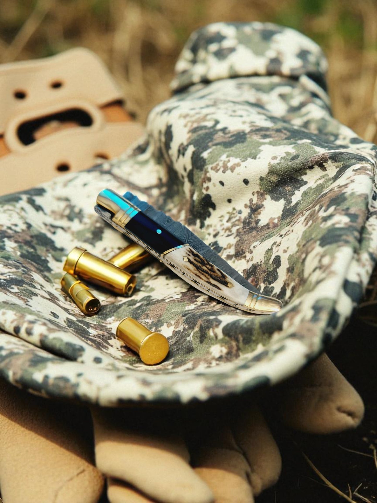 A125 Handmade Laguiole Classique - Damascus Steel - Red Deer Antler & Buffalo Horn