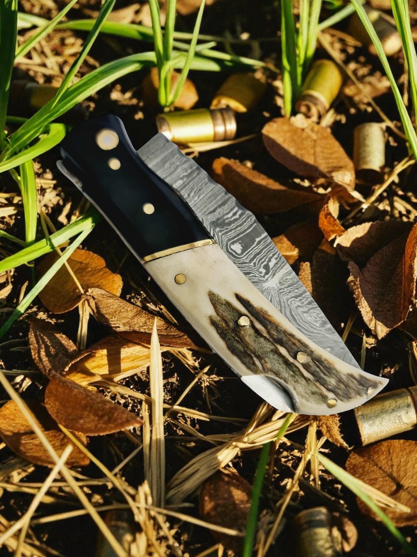 A127 Handmade Laguiole Élite - Damascus Steel - Buffalo Horn & Red Deer Antler