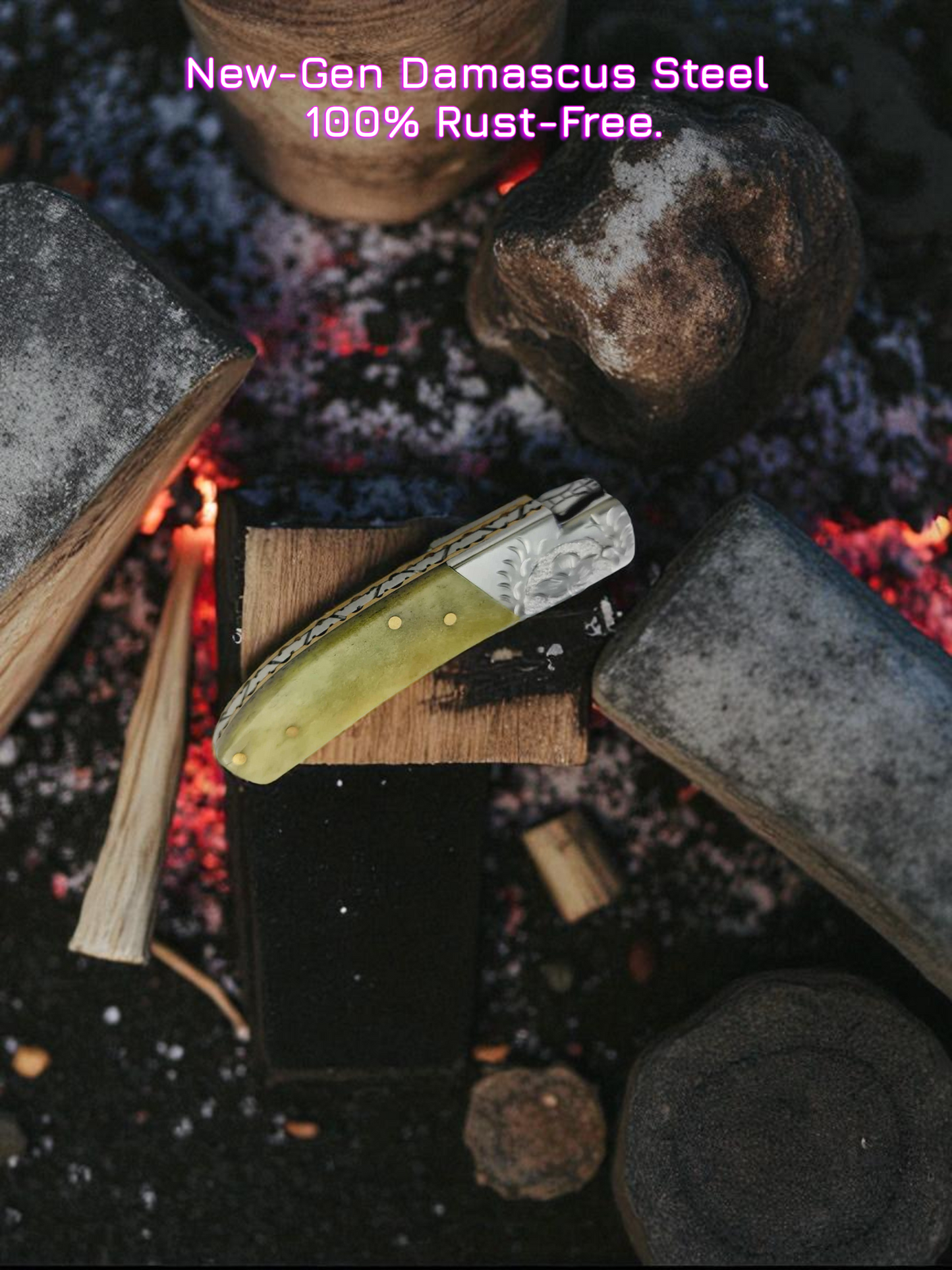 A137 Handmade Laguiole de Poche - New-Gen Damascus Steel (Rust Free) & Resin-Infused Camel Bone