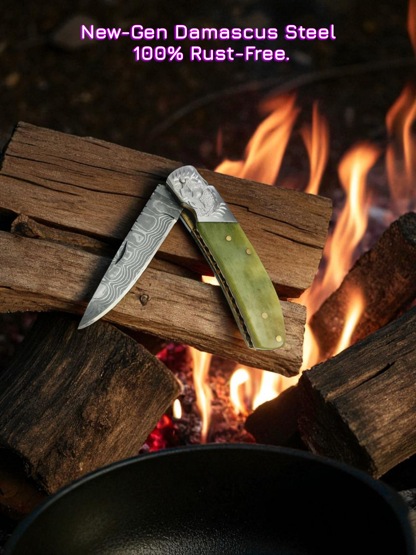 A137 Handmade Laguiole de Poche - New-Gen Damascus Steel (Rust Free) & Resin-Infused Camel Bone