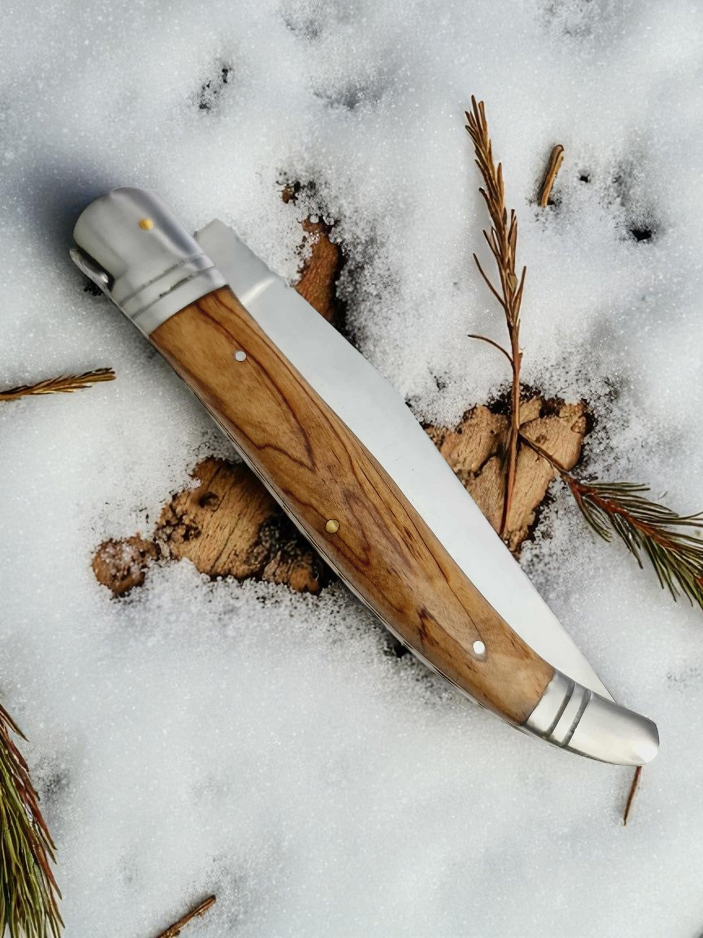 A153 Handmade Laguiole Bougna – Extreme Tactical Folding Knife - Stainless Steel & Olive Wood