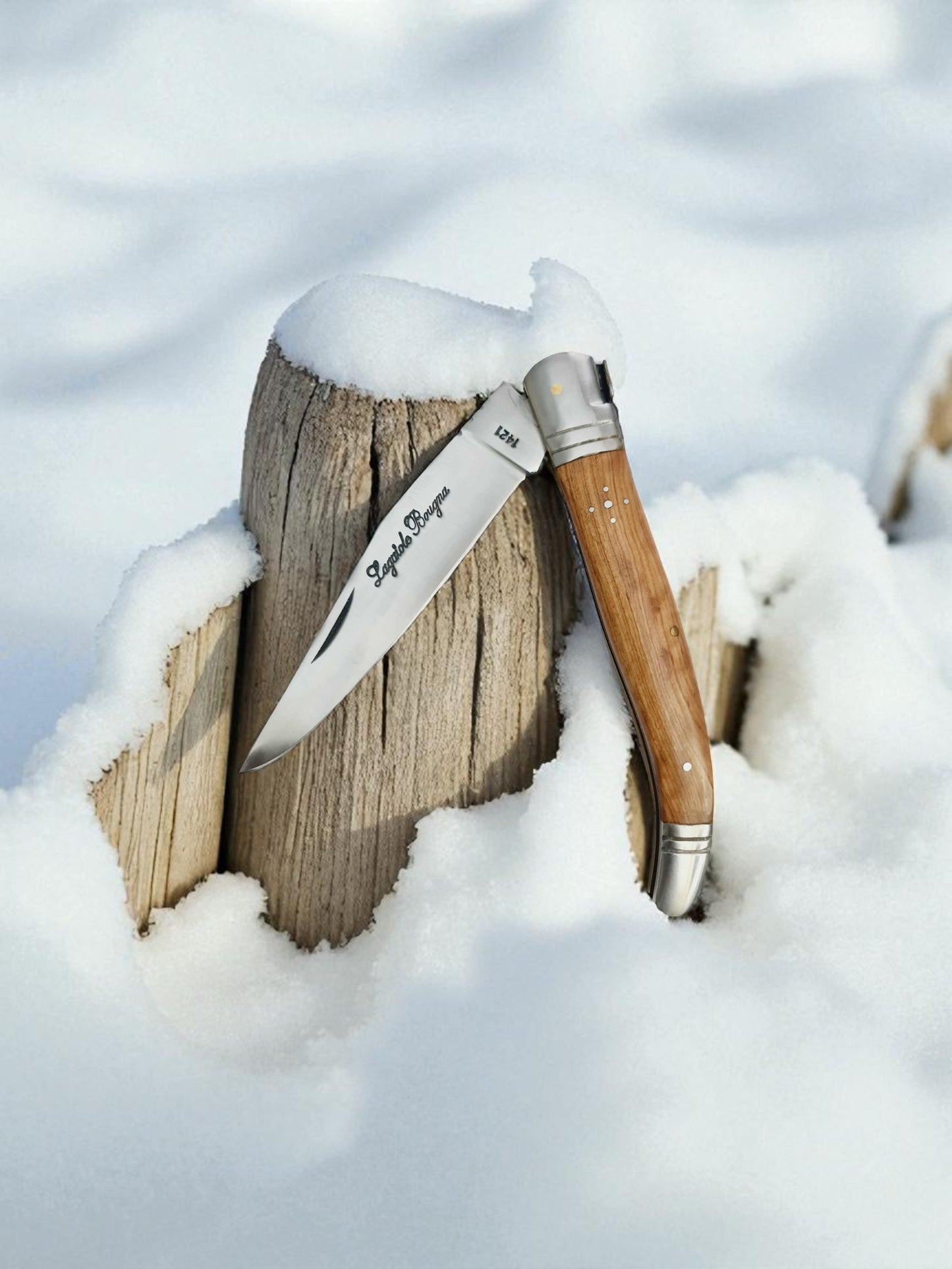 A153 Handmade Laguiole Bougna – Extreme Tactical Folding Knife - Stainless Steel & Olive Wood