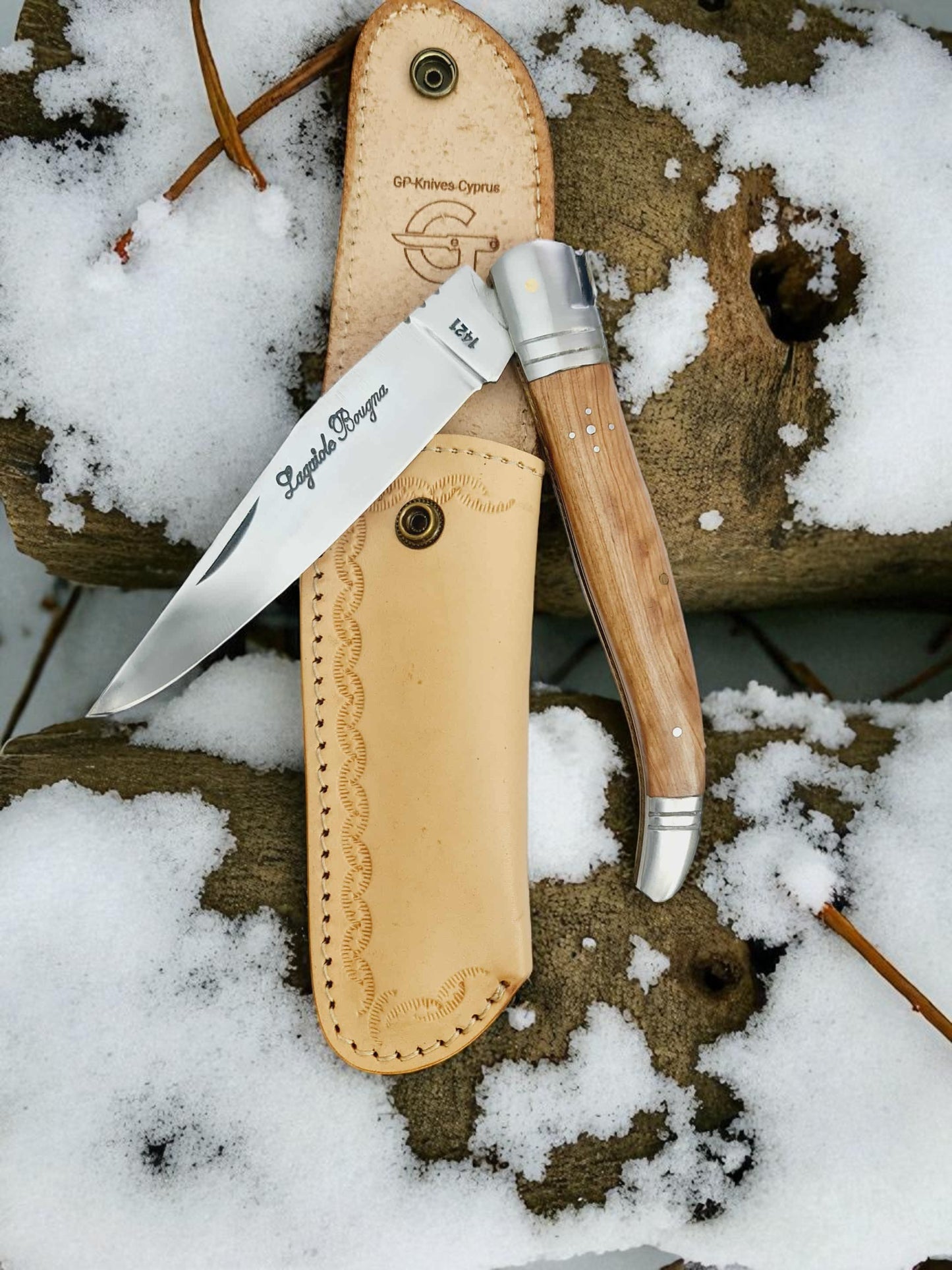 A153 Handmade Laguiole Bougna – Extreme Tactical Folding Knife - Stainless Steel & Olive Wood