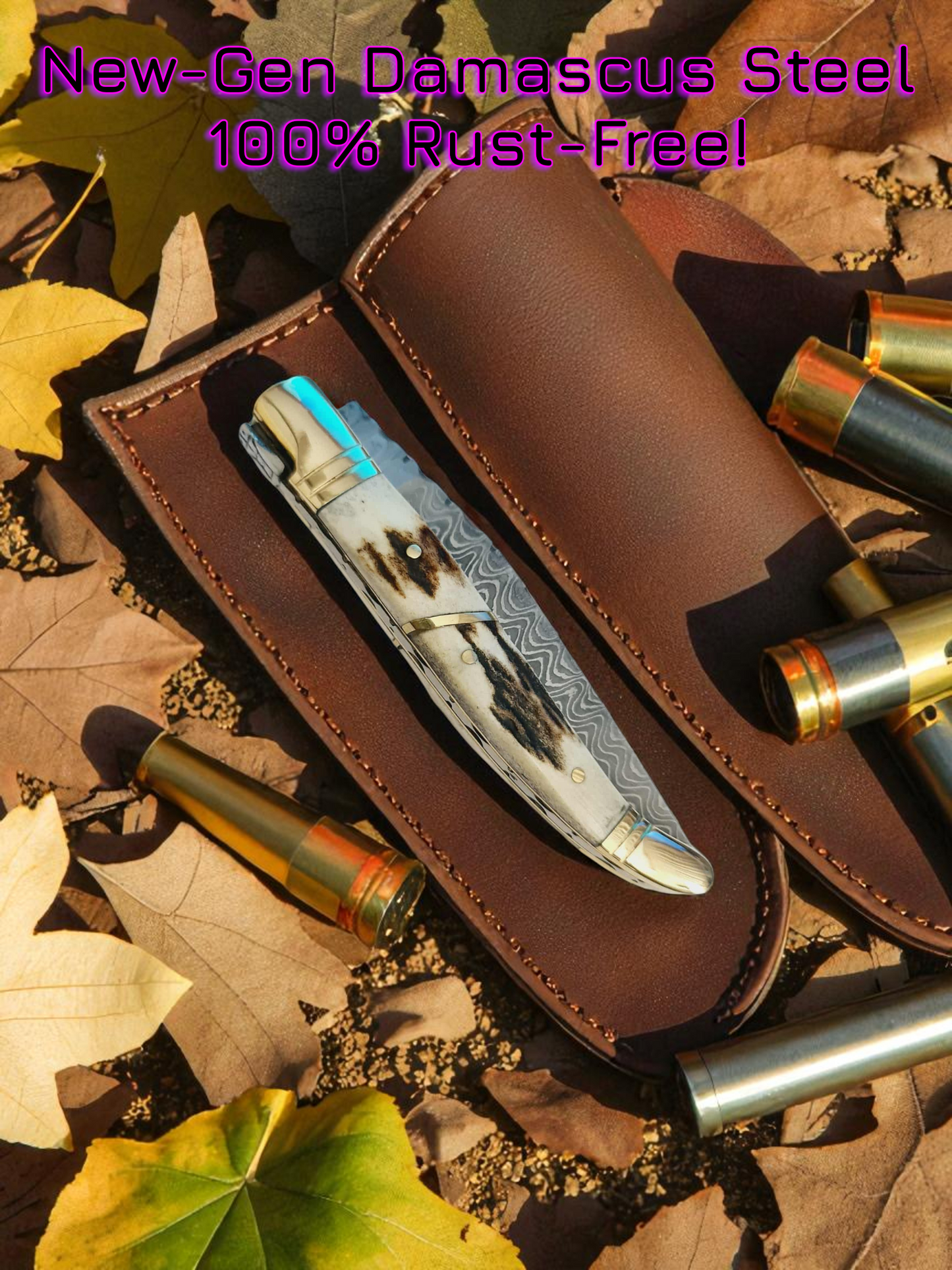 A158 Handmade Laguiole Classique - New-Gen Damascus Steel & Red Deer Antler