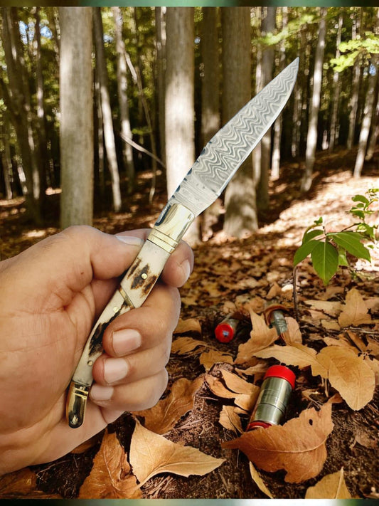 A158 Handmade Laguiole Classique - New-Gen Damascus Steel & Red Deer Antler