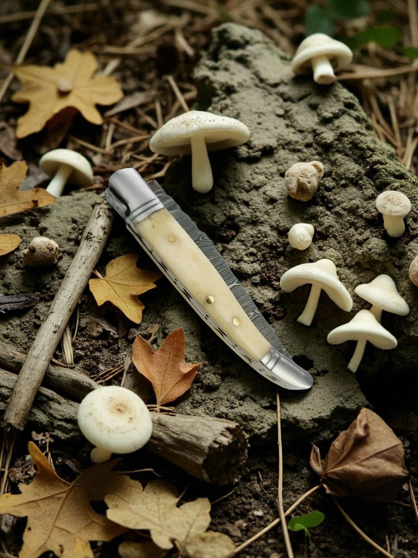 A162 Handmade Laguiole Petit - Damascus Steel & Camel Bone