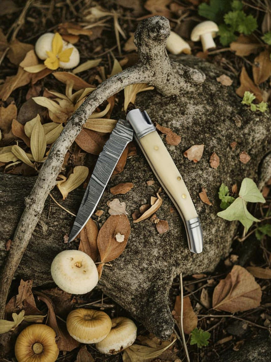 A162 Handmade Laguiole Petit - Damascus Steel & Camel Bone
