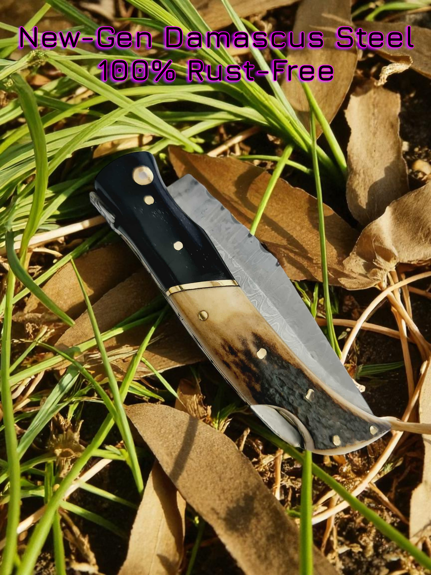 A163 Handmade Laguiole Élite - New-Gen Damascus Steel - Buffalo Horn & Red Deer Antler