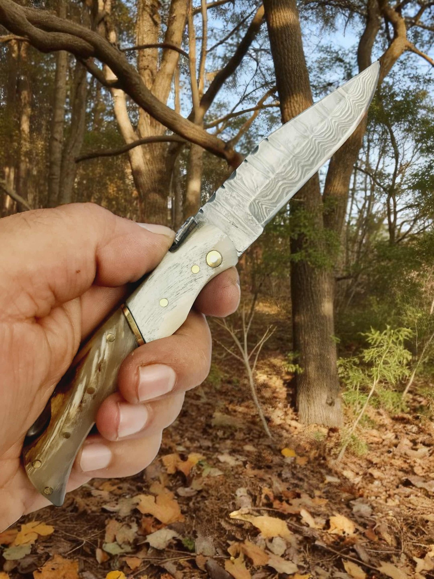 A165 Handmade Laguiole Élite - New-Gen Damascus Steel & African Buffalo Horn with Highlights