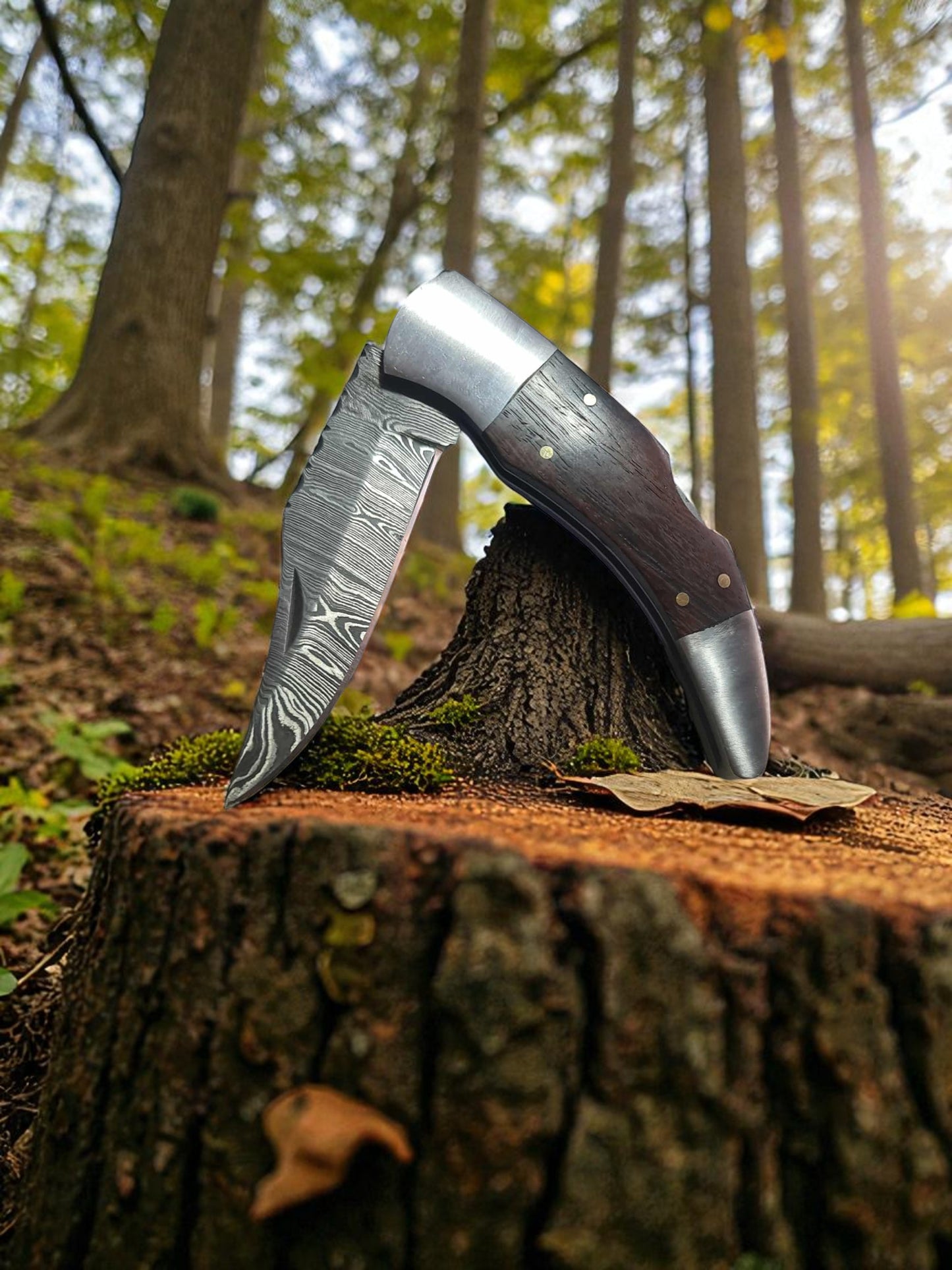 B111 Handmade Pocket Knife – Damascus Steel & Walnut Wood