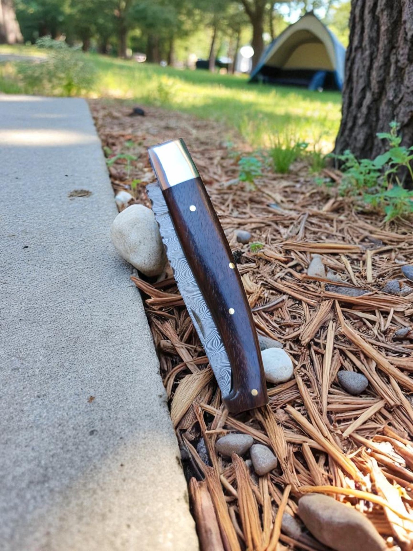 B123 Handmade Resolza Pattadese - Damascus Steel & Walnut Wood