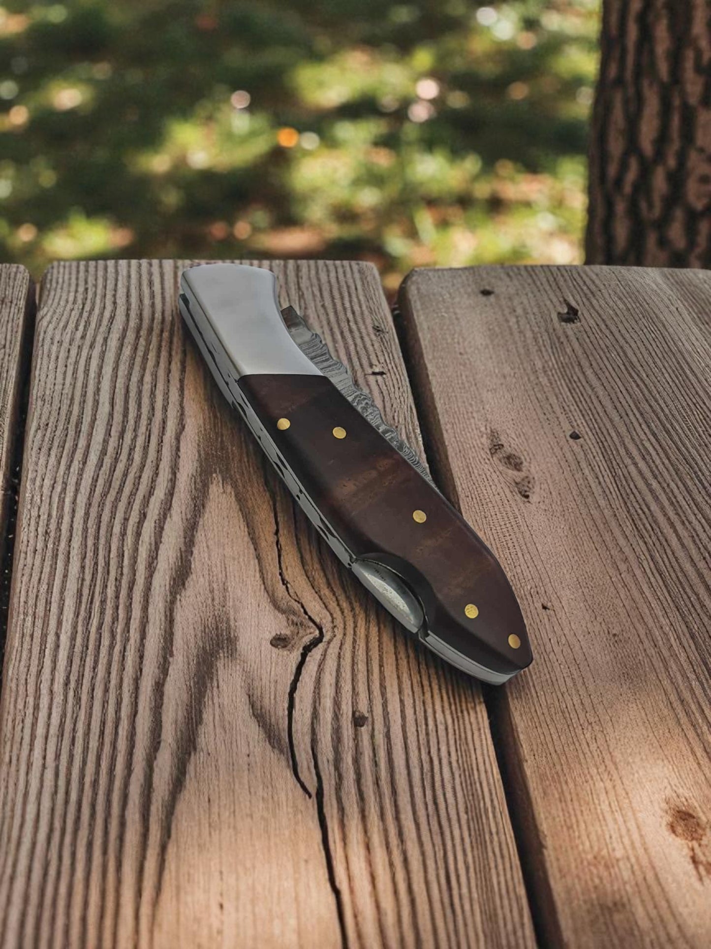 B154 Handmade Pocket Knife – Damascus Steel & Rosewood