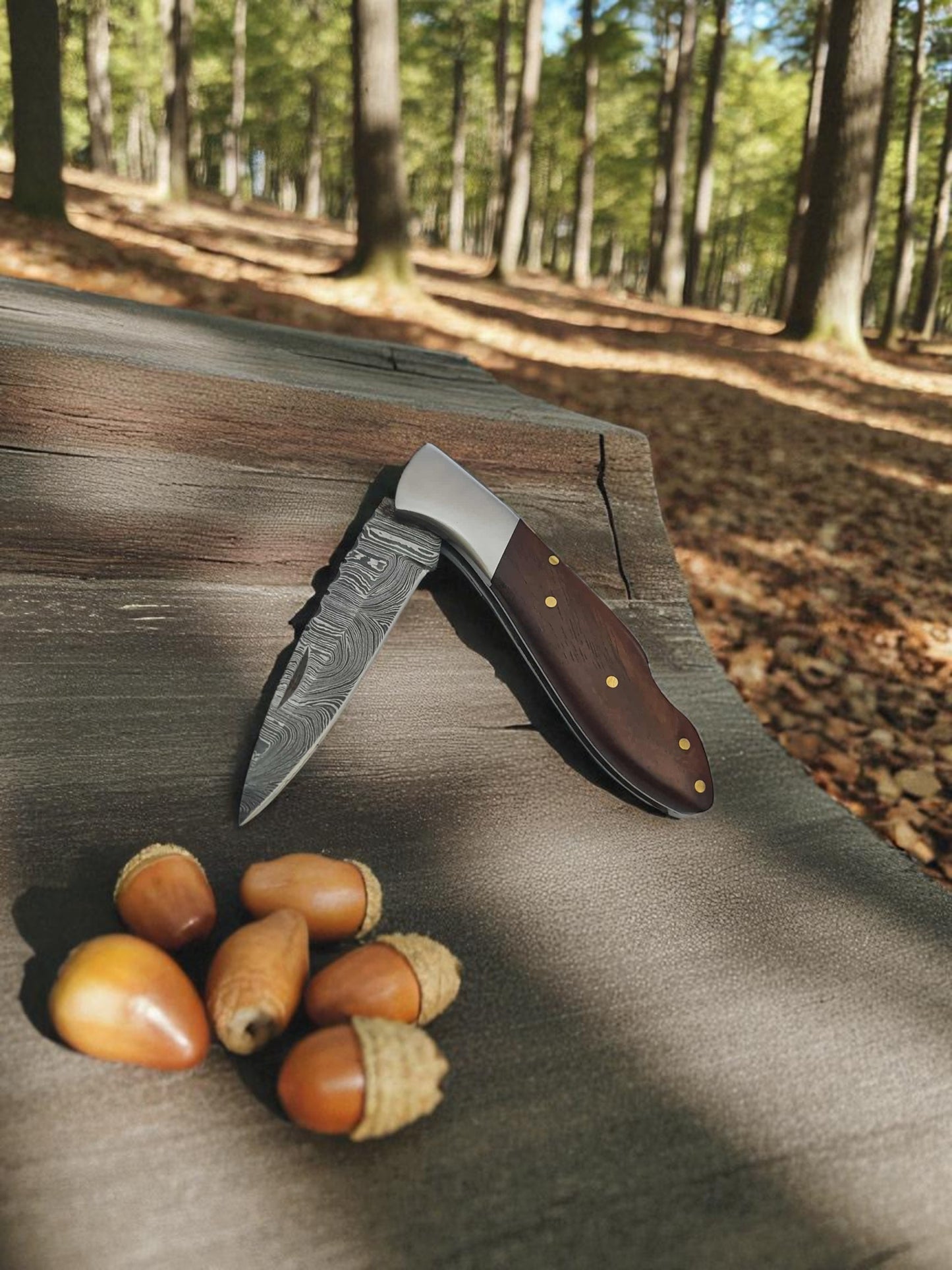 B154 Handmade Pocket Knife – Damascus Steel & Rosewood