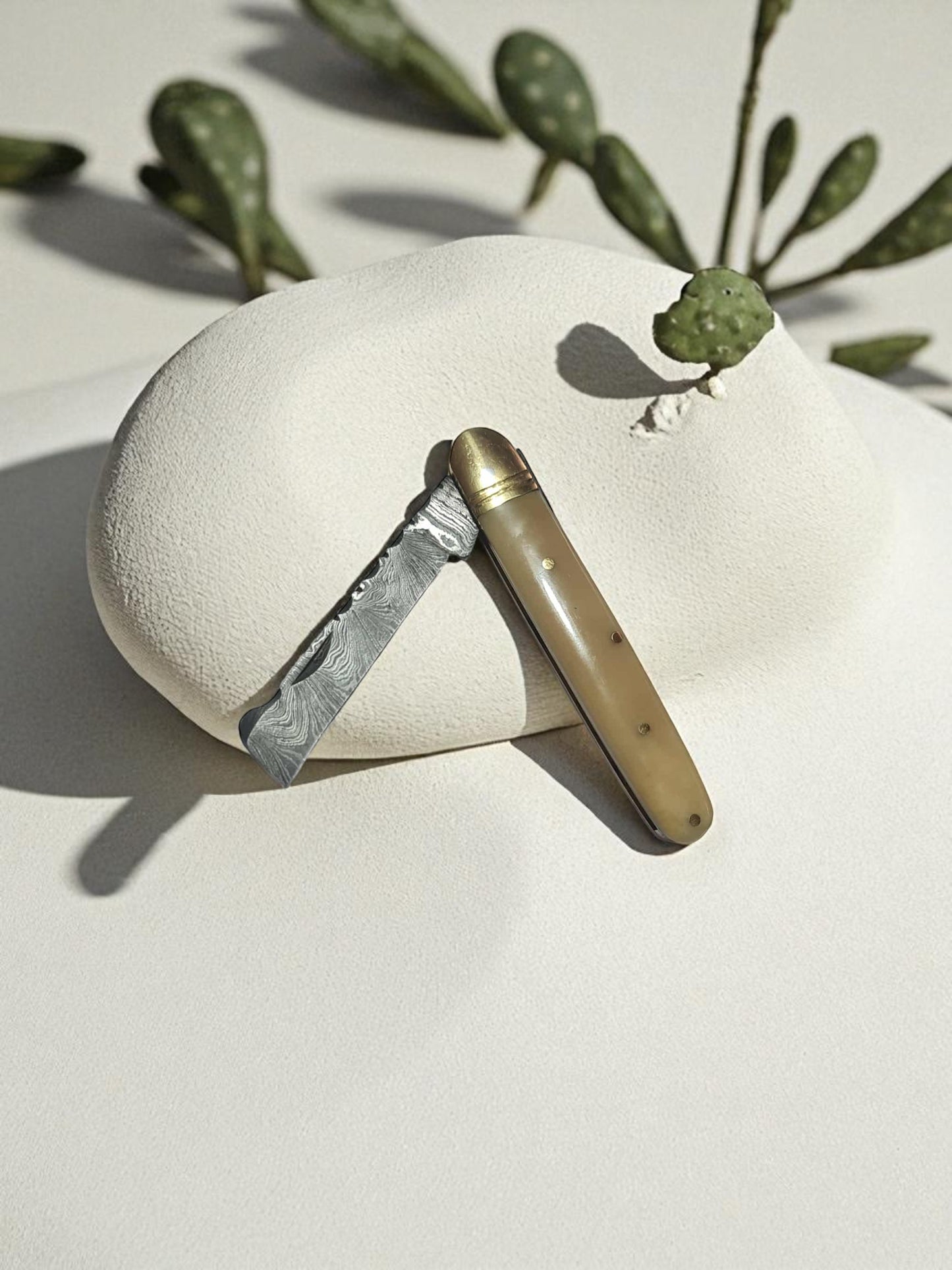 B157 Handmade Sheepsfoot - Damascus Steel & Camel Bone