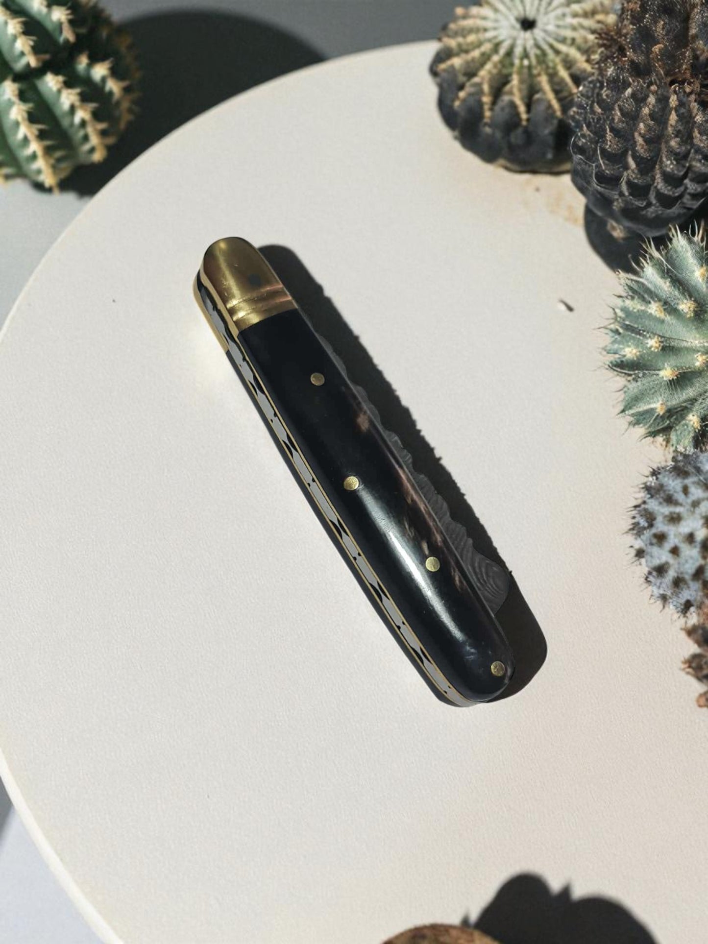 B158 Handmade Sheepsfoot - Damascus Steel & Buffalo Horn